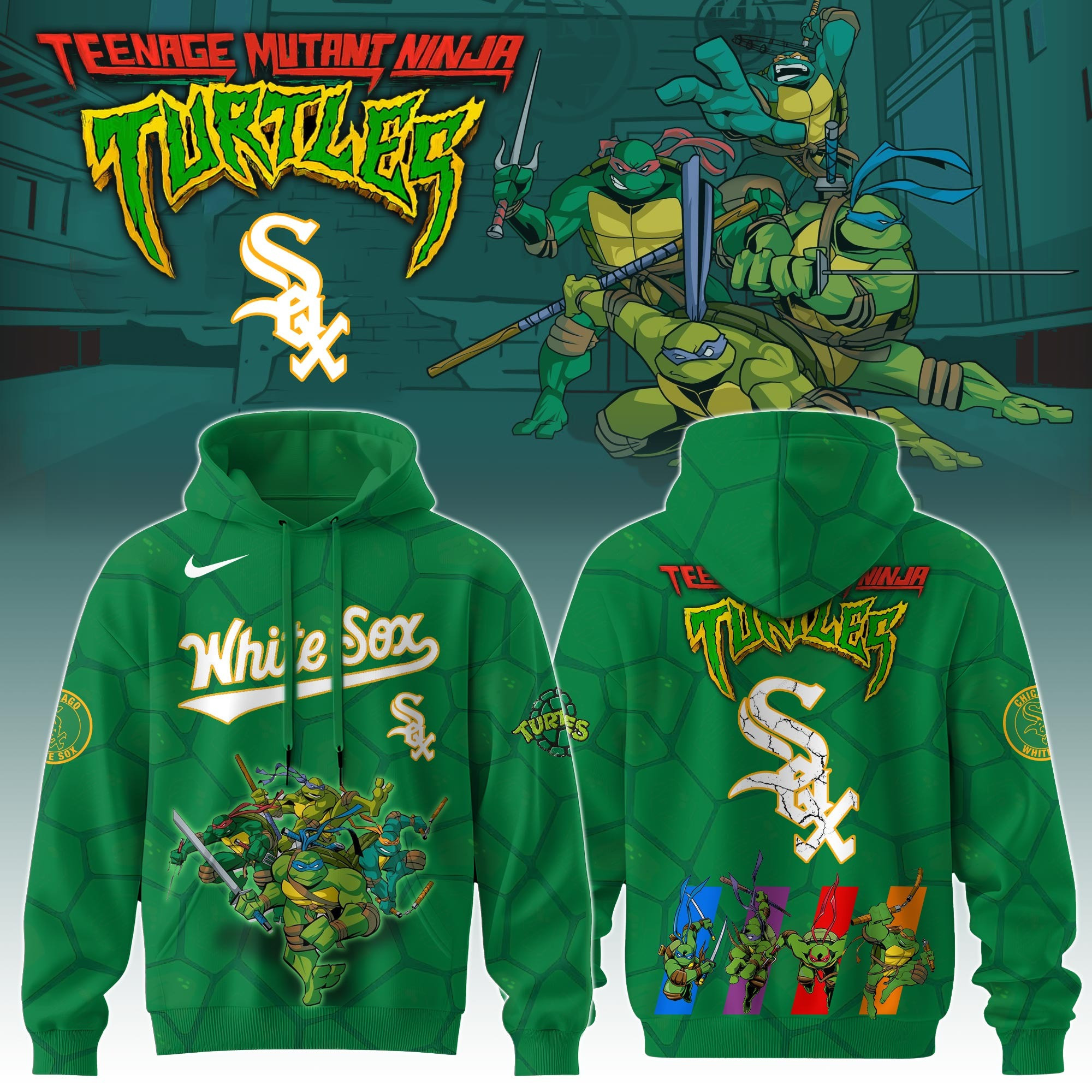 Chicago White Sox MLB X Ninja Turtles Hoodie Baseball Ninja Turtles Lovers Fan Gifts