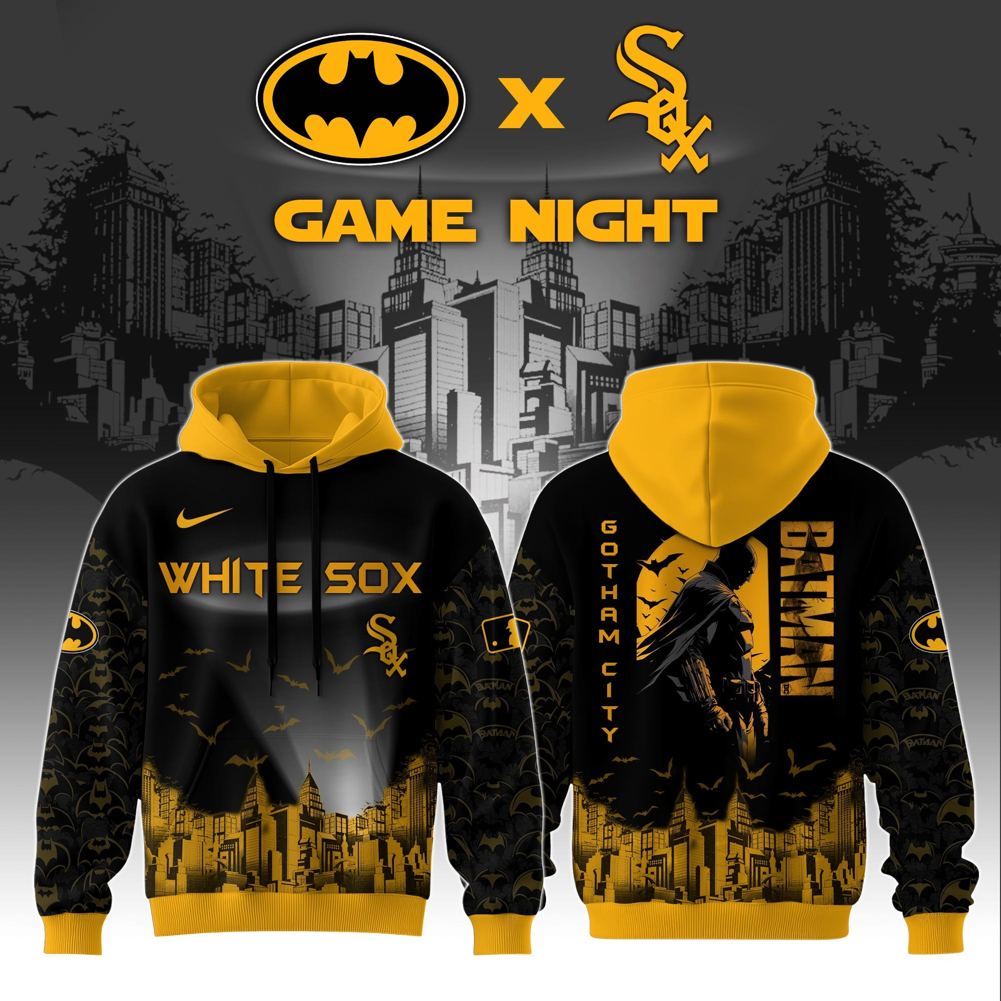 Chicago White Sox x DC Batman Game Night Hoodie Best Gifts For Baseball Lovers Fans For Him