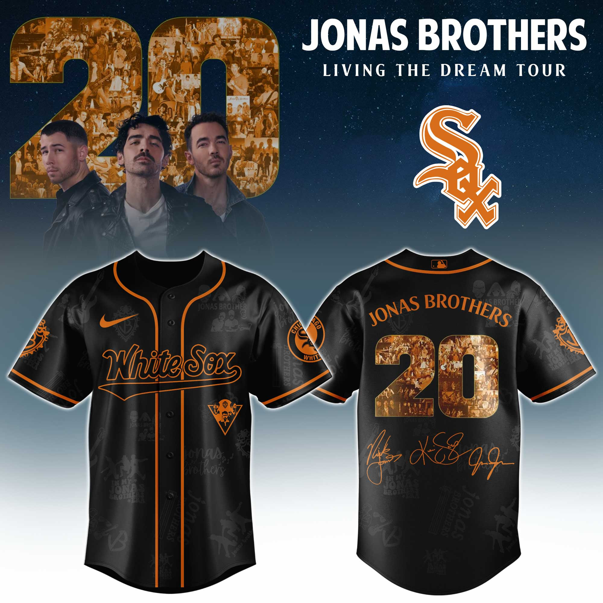 Chicago White Sox X Jonas Brothers 20 Tour 2025 Jersey MLB Merch Baseball Fan Gifts For Him