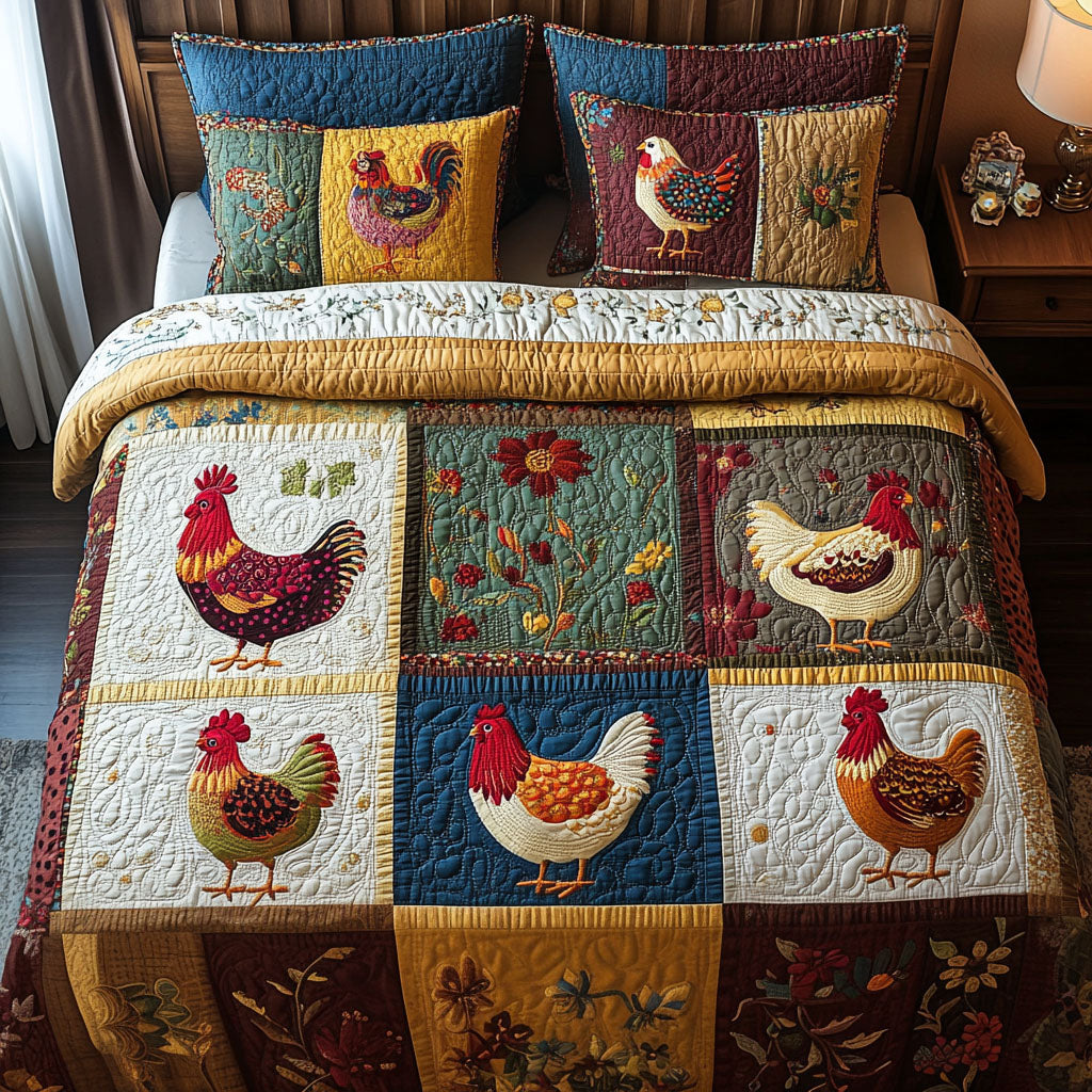 Chick Charm Quilted Bedding Set Christmas Bedding Sets Gifts For Chicken Farmers