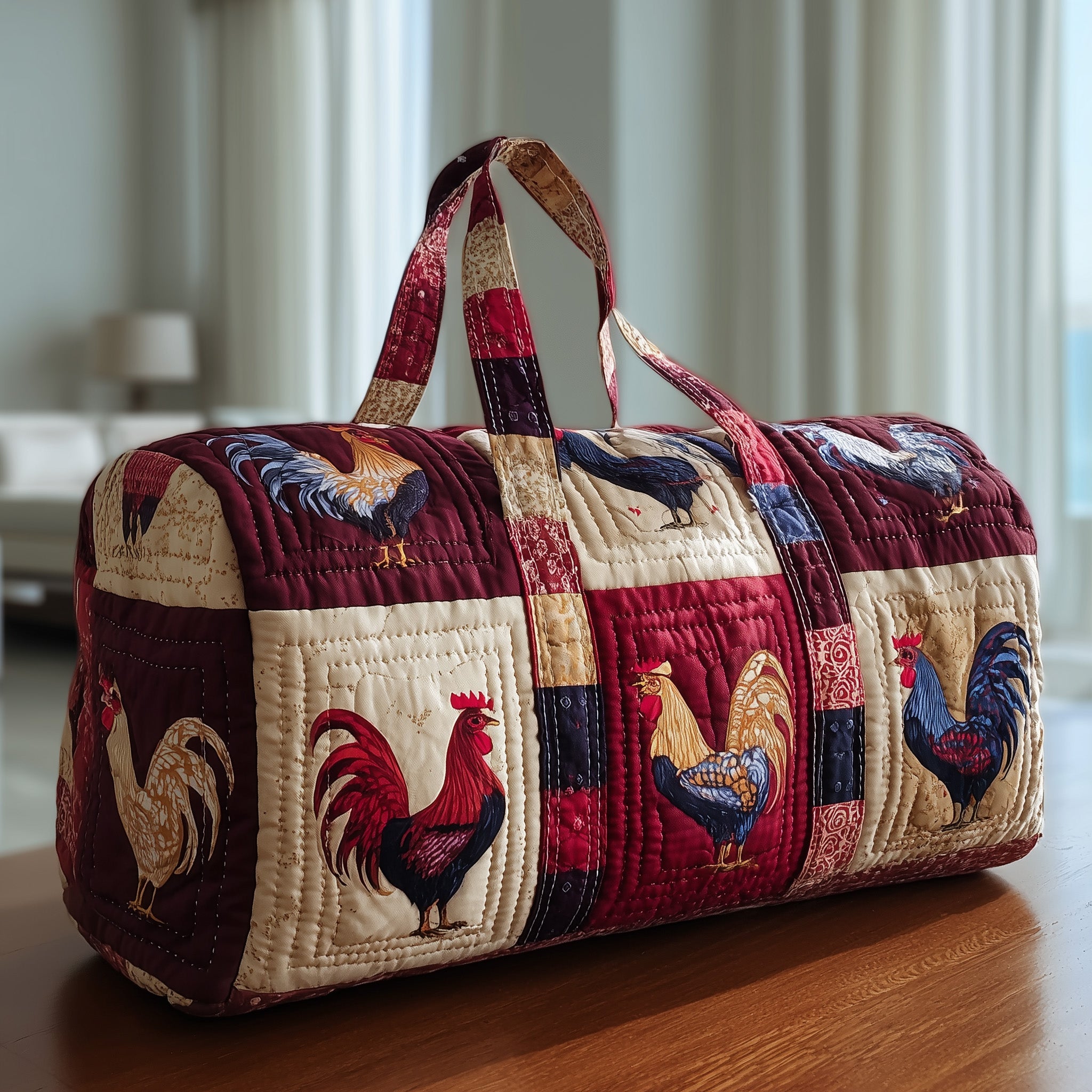 Chick Charm Quilted Duffle Bag Organized Storage Pockets