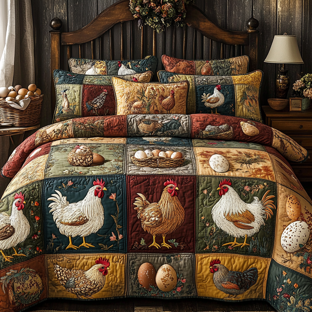 Chick Delight Quilted Bedding Set Unique Bed Sheet Set Chicken Christmas Gifts