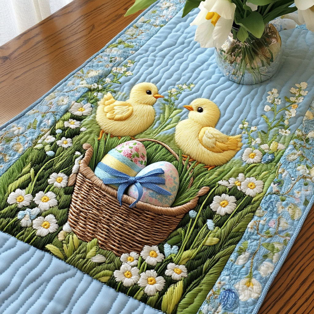 Chick Spring Haven Quilted Table Runner Easter Table Decor Ideas Gift Ideas For Mom
