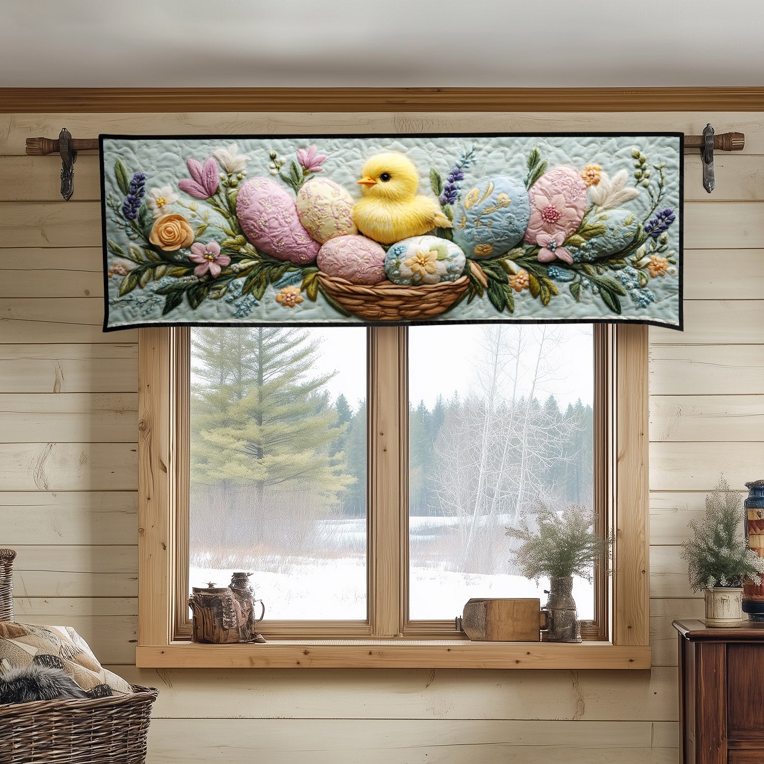 Chickadee Charm Quilted Valance Entryway Decor Easter Gifts For Him