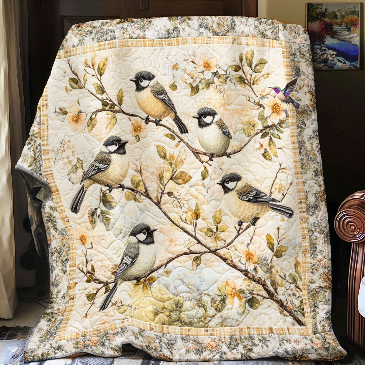 Chickadee Quilt Blanket Winter Blanket Best Christmas Presents For Grandmothers