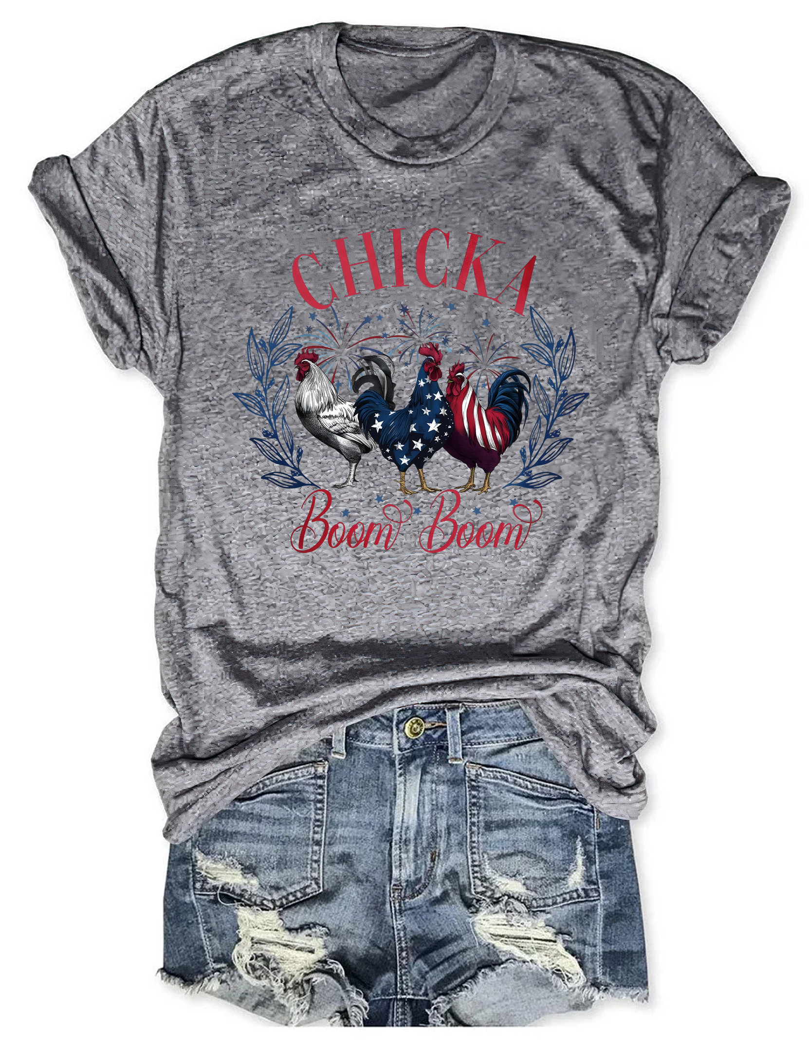 Chicken 4th Of July T-Shirt Chicka Boom Boom Patriotic Shirt Gifts For Chicken Lovers