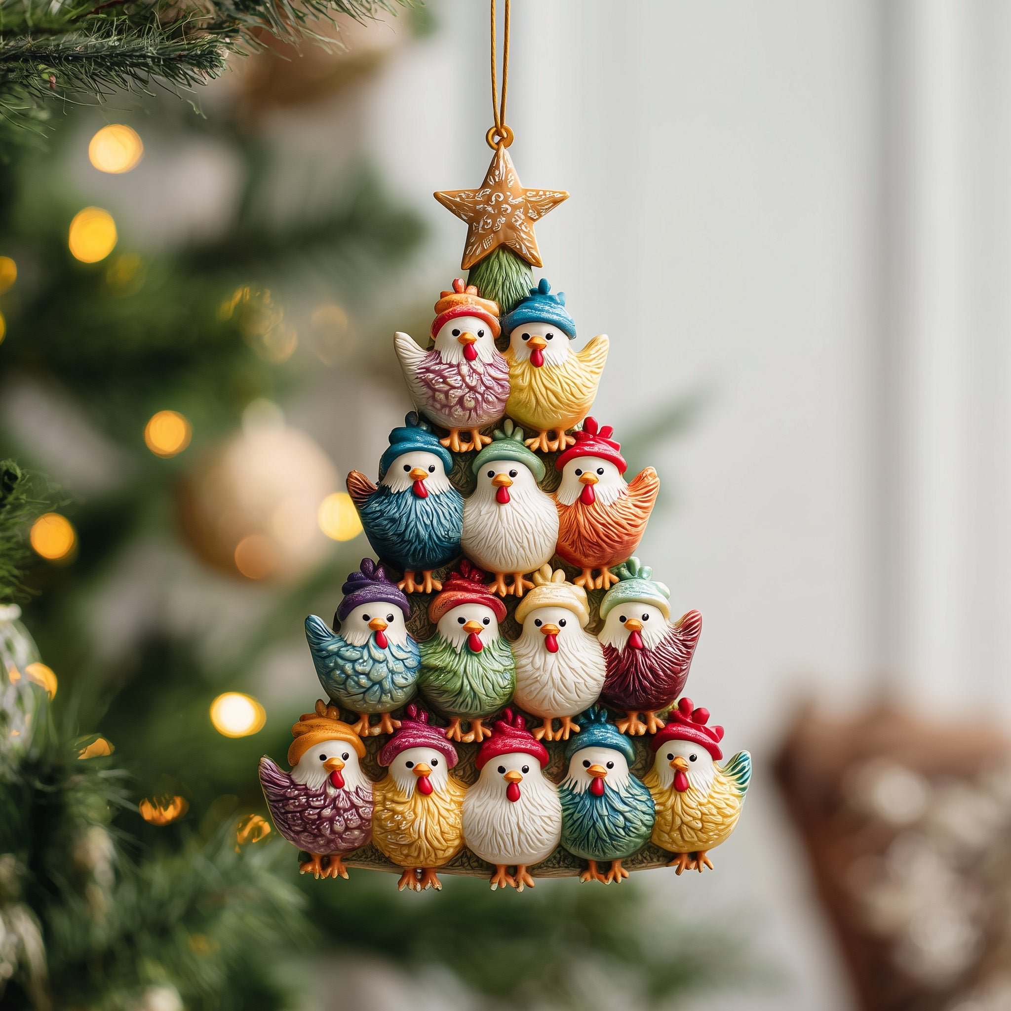 Chicken Acrylic Ornament Holiday Tree Decoration