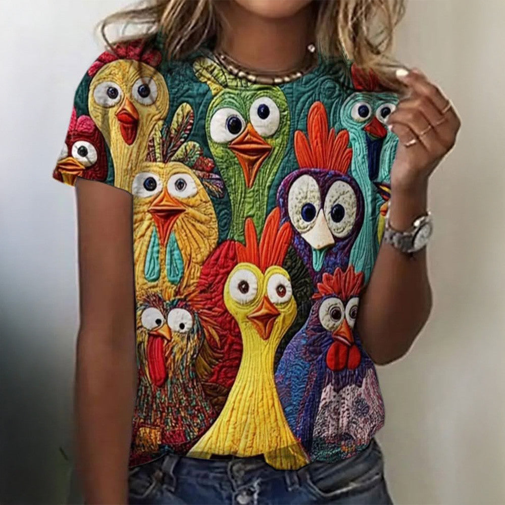 Chicken Colorful Shirt Cute Graphic T-Shirt For Women's Gifts For Chicken Lovers Chicken Colorful Shirt Cute Graphic T-Shirt For Women's Gifts For Chicken Lovers