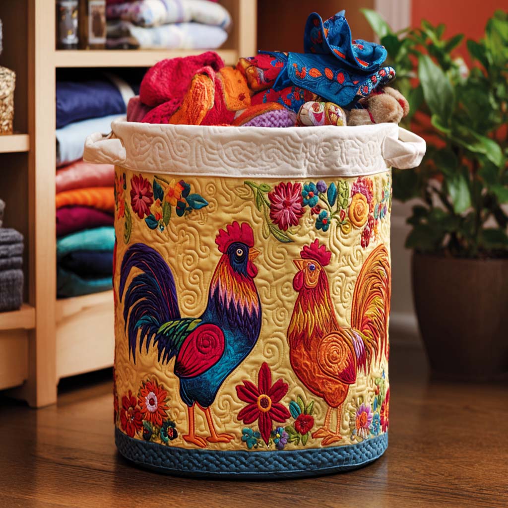 Chicken Cottage Quilted Laundry Basket Excellent Gift For Her