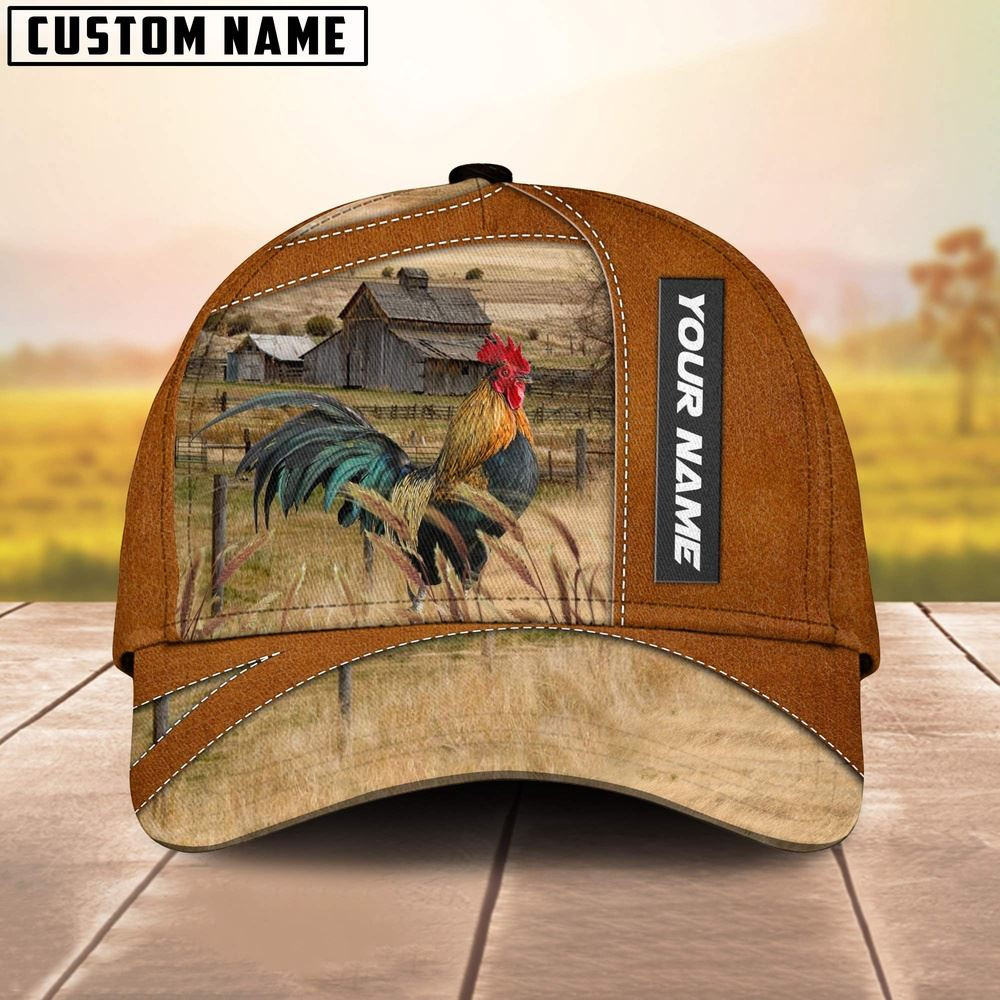 Chicken Customized Name Brown Cap Farm Cap Farmer Baseball Cap Gift For Farmer