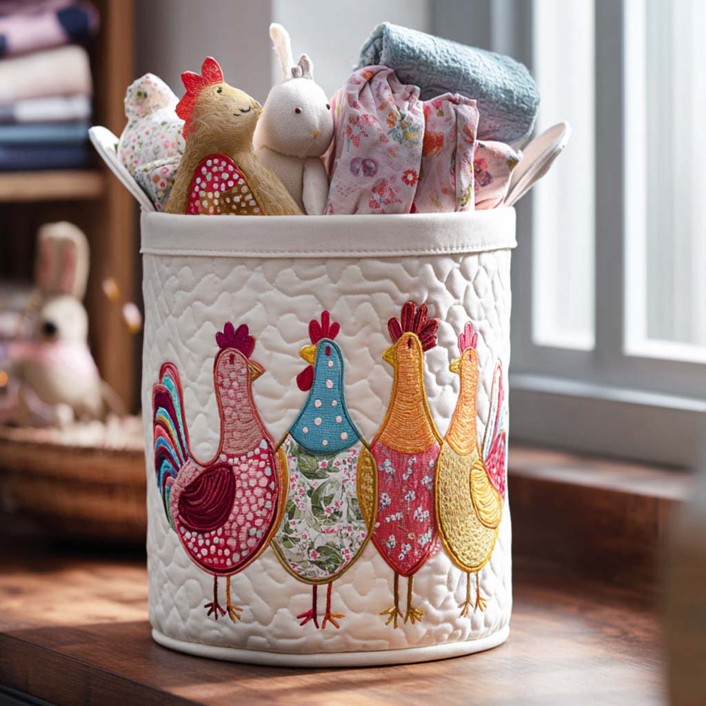 Chicken Delight Quilted Laundry Basket Top Choice For Housewarming