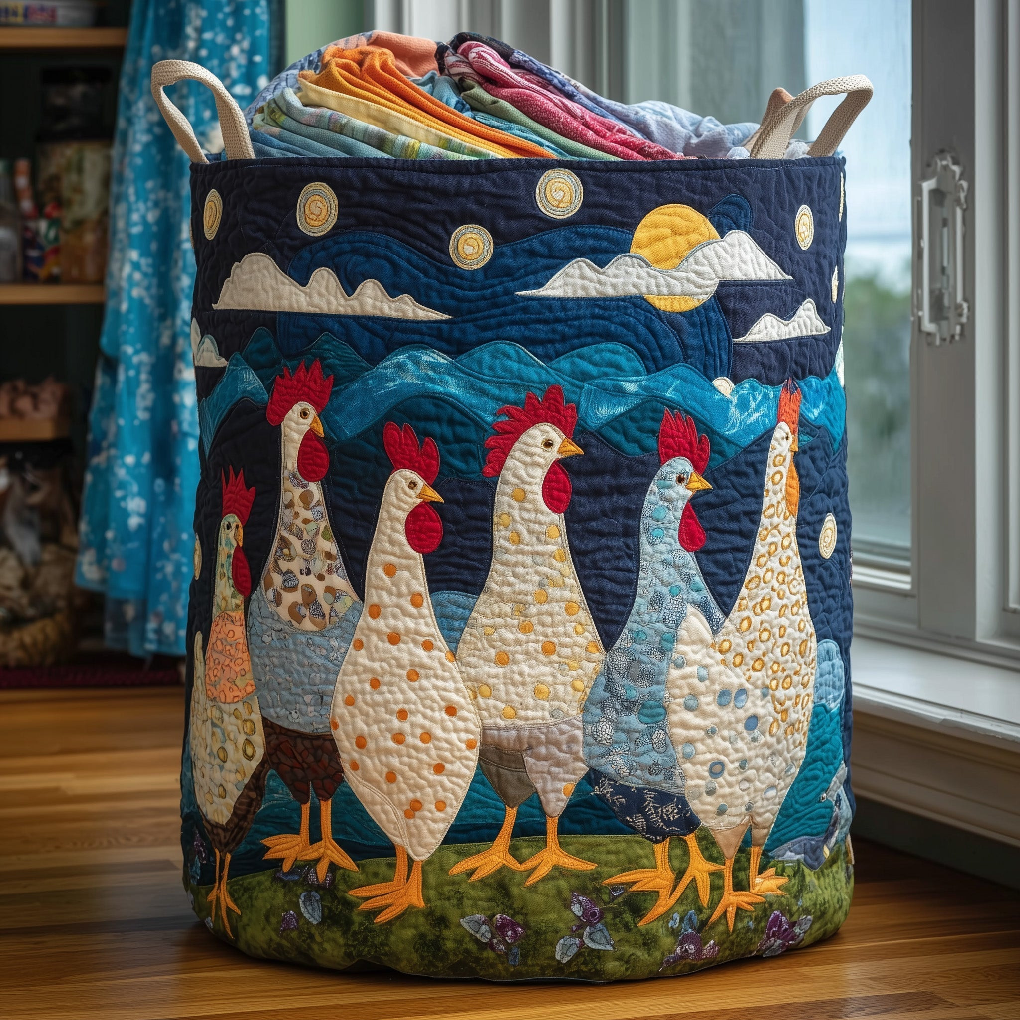 Chicken Dream Quilted Laundry Basket Animal Themed Cozy Home Decor Chicken Lover Gifts