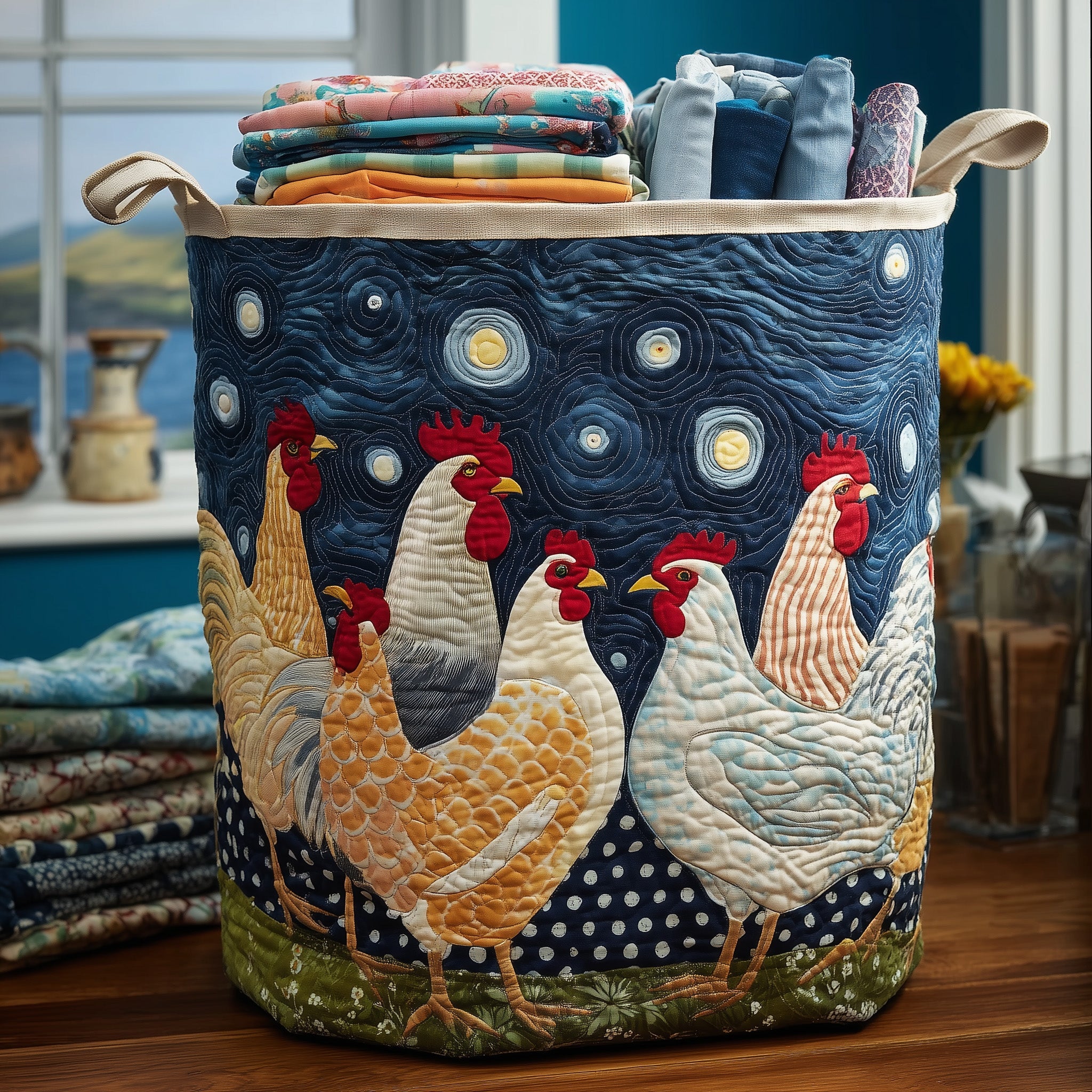 Chicken Dream Quilted Laundry Basket Unique Gifts For Farmers
