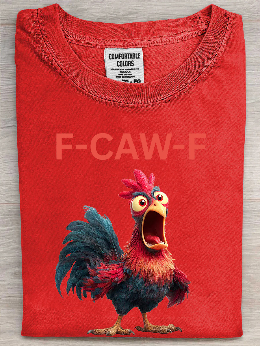 Chicken F Caw F T-Shirt Chicken Screaming Themed Funny Wordplay Shirt Meme Lovers Gifts