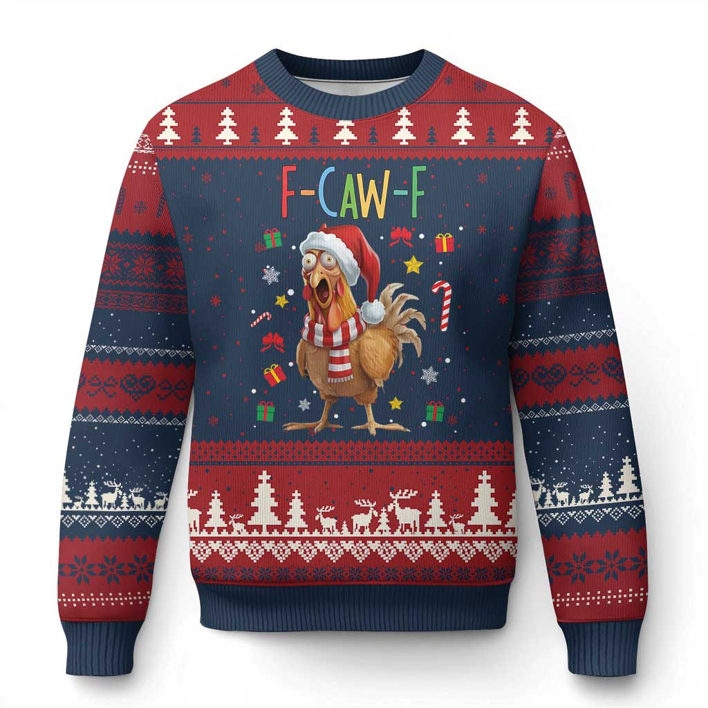 Chicken F Caw F Ugly Christmas Sweater Joke Xmas Gift Ideas For Chicken Owners