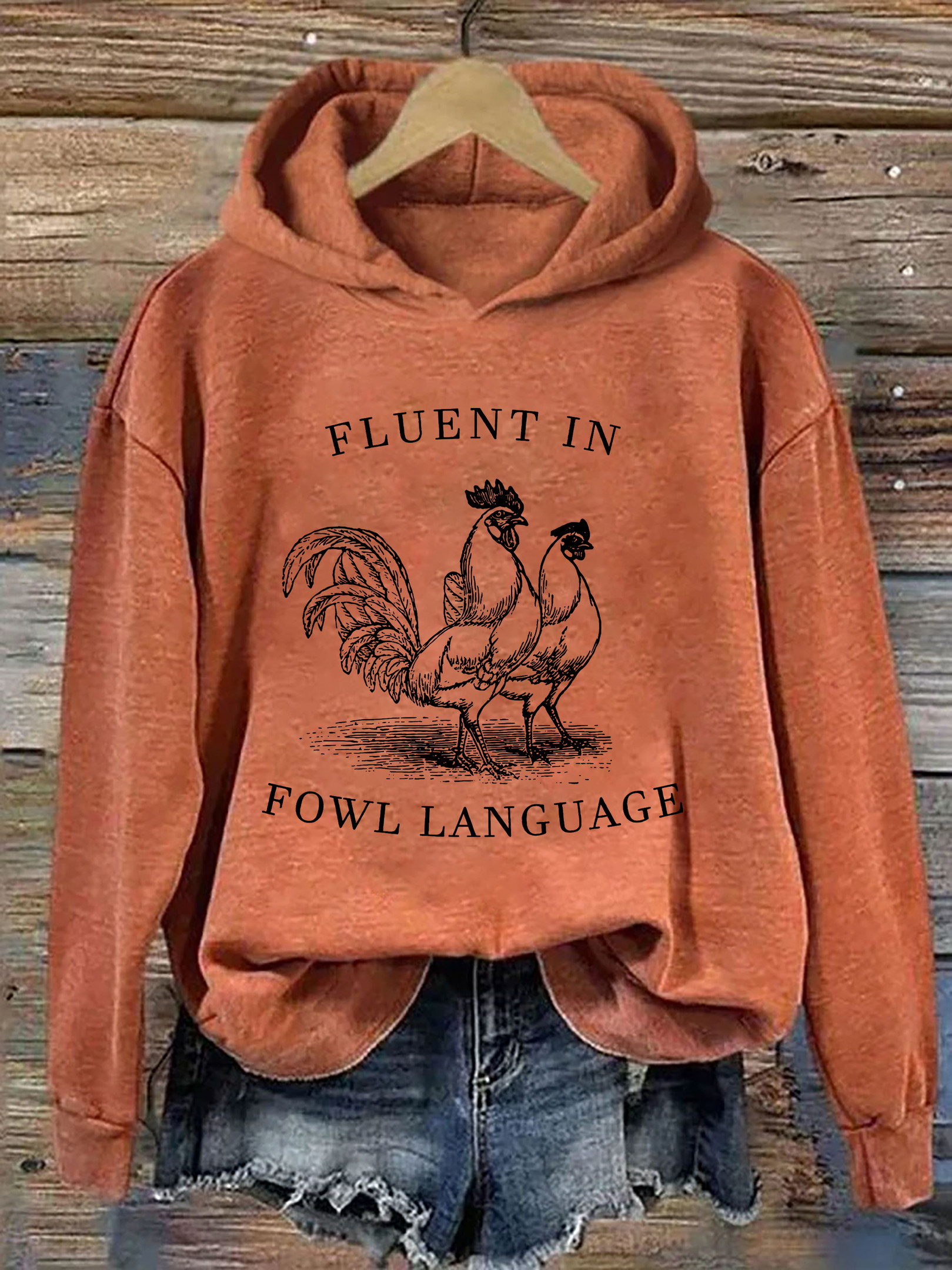 Chicken Fluent In Fowl Language Hoodie Animal Themed Funny Hoodie Chicken Lover Gifts