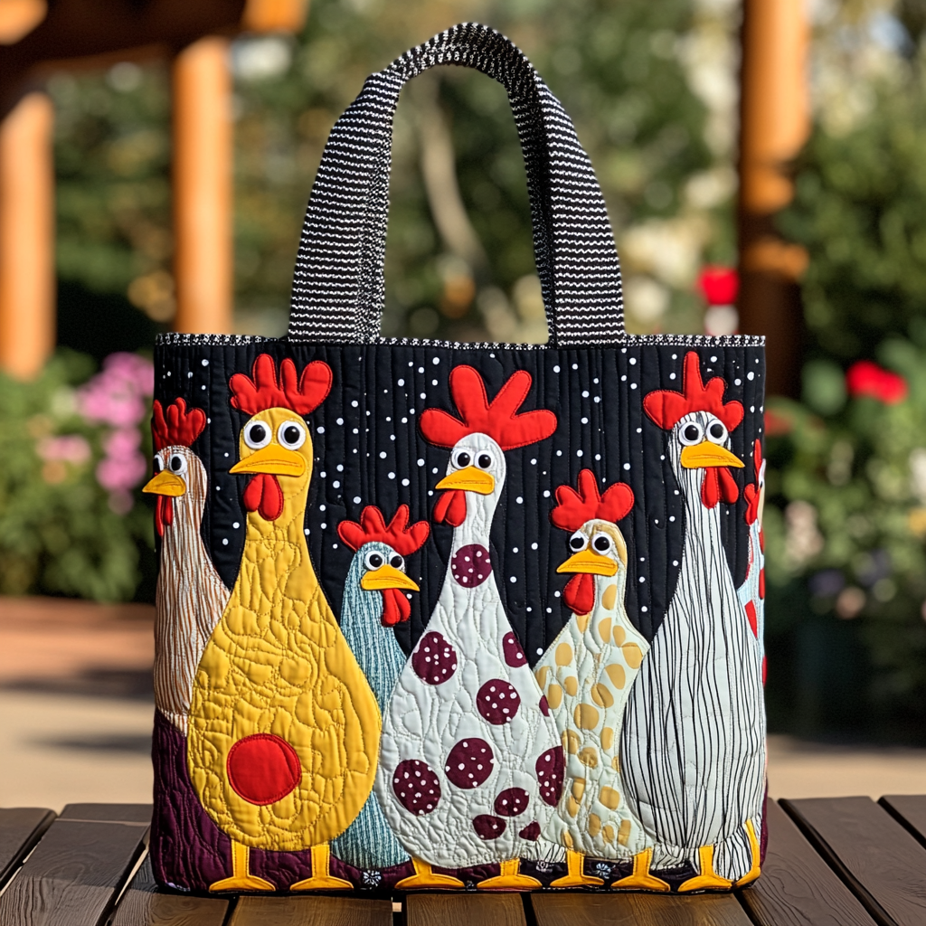 Chicken Friends Quilted Tote Bag Chicken Gifts For Him Her