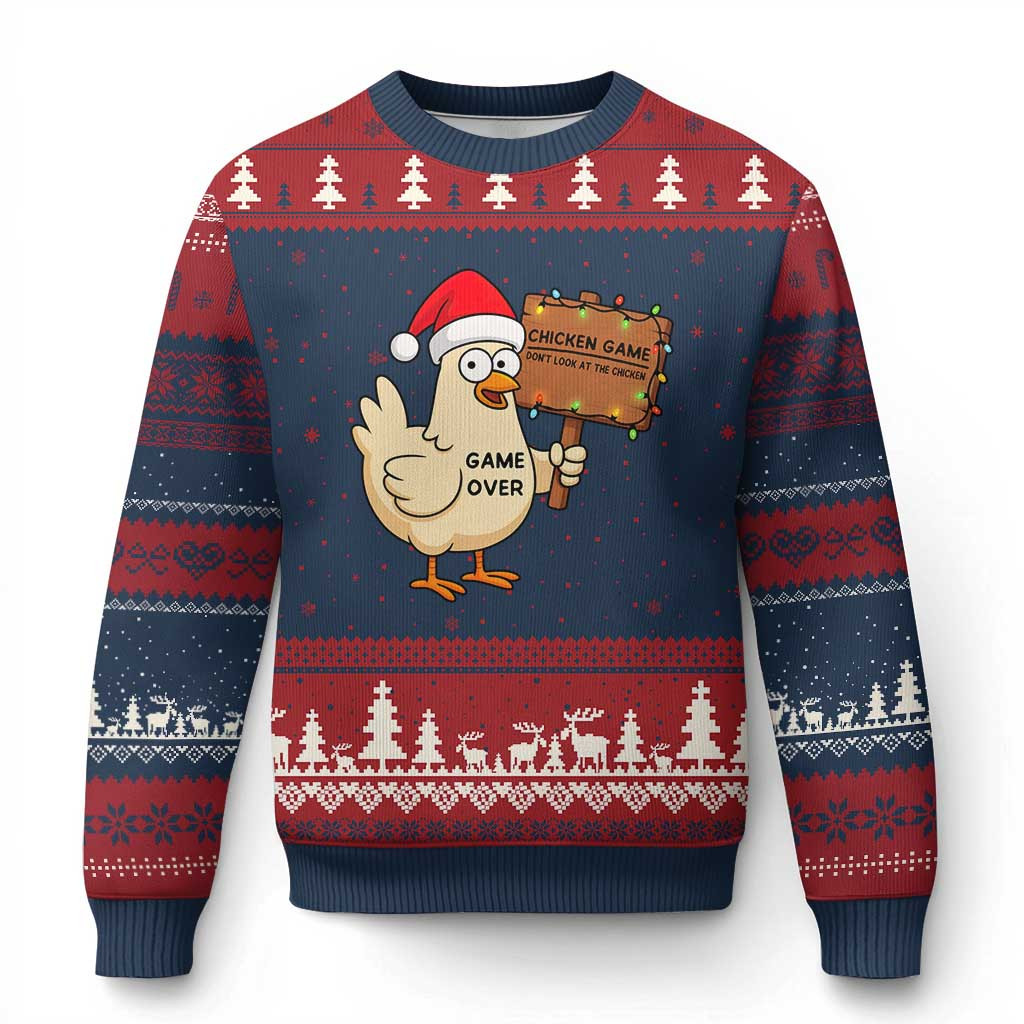 Chicken Game Don't Look At The Chicken Xmas Ugly Christmas Sweater Funny Xmas Gift For Him