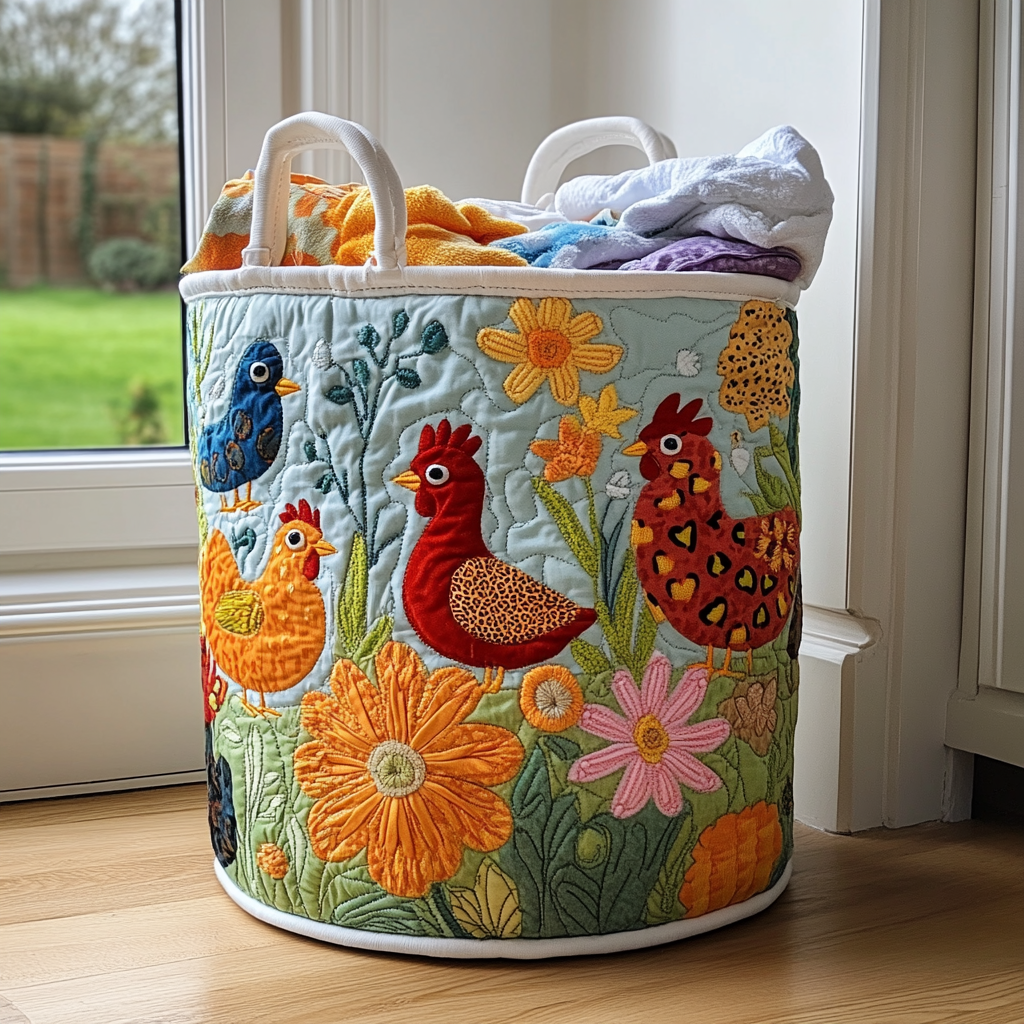 Chicken Garden Quilted Laundry Basket Graduation Merch Gift