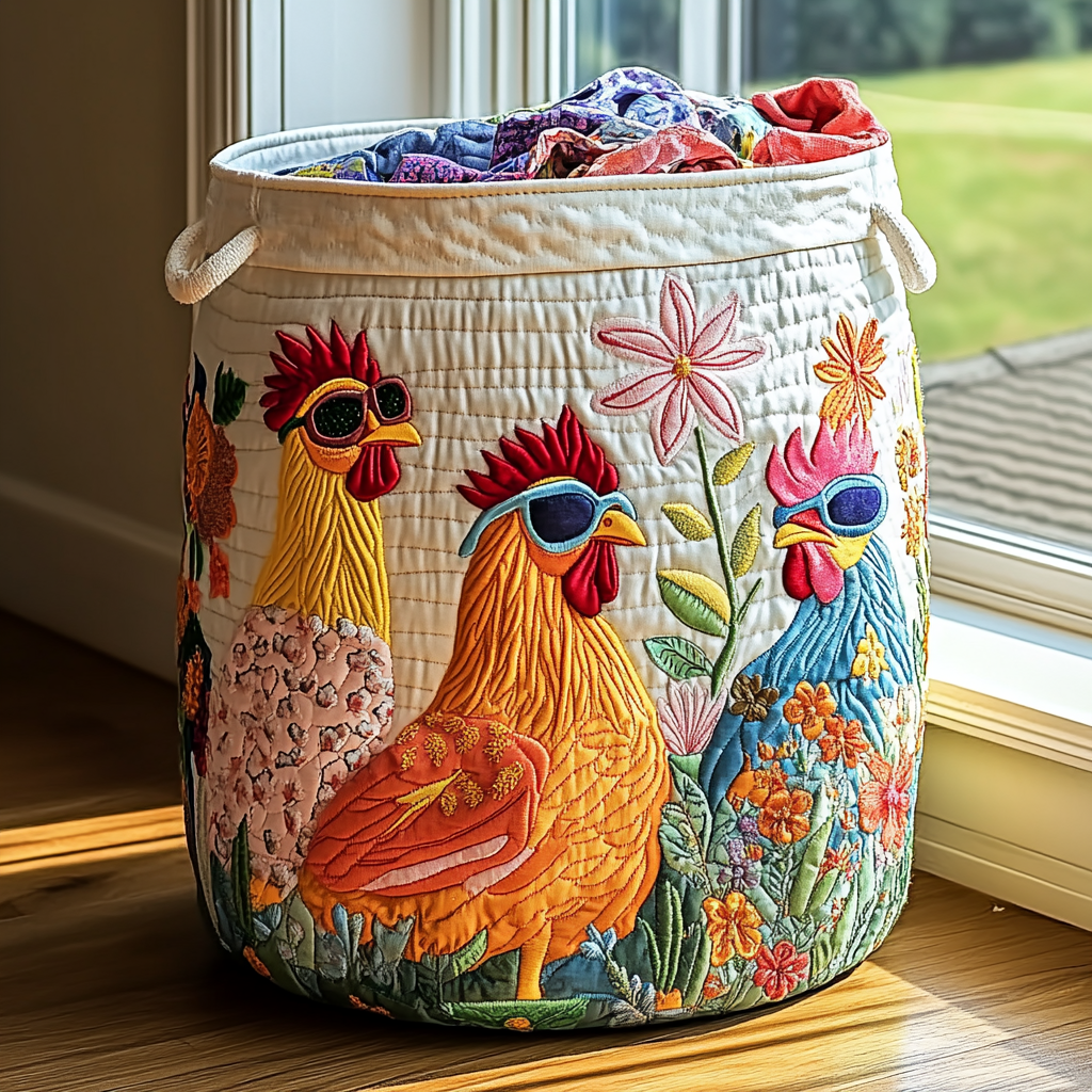 Chicken Garden Quilted Laundry Basket Must-Have Home Essential