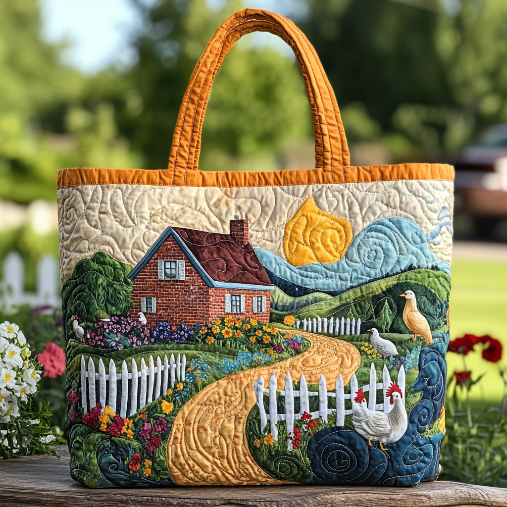 Chicken Garden Quilted Tote Bag Chicken Christmas Gifts
