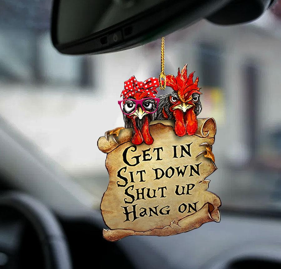 Chicken get in chicken lover two sided ornament funny chicken car hanging ornaments