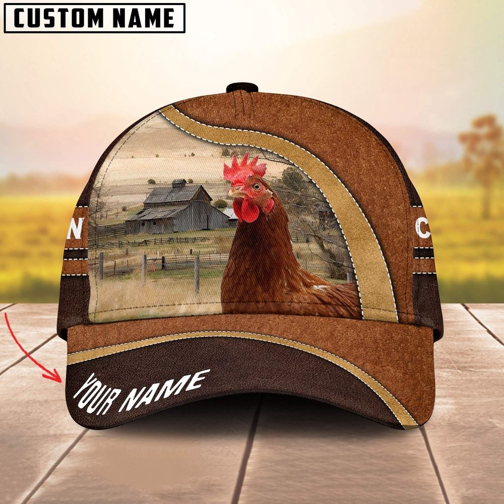Chicken Happy Face Customized Name Cap Farm Cap Farmer Baseball Cap Gift For Farmer