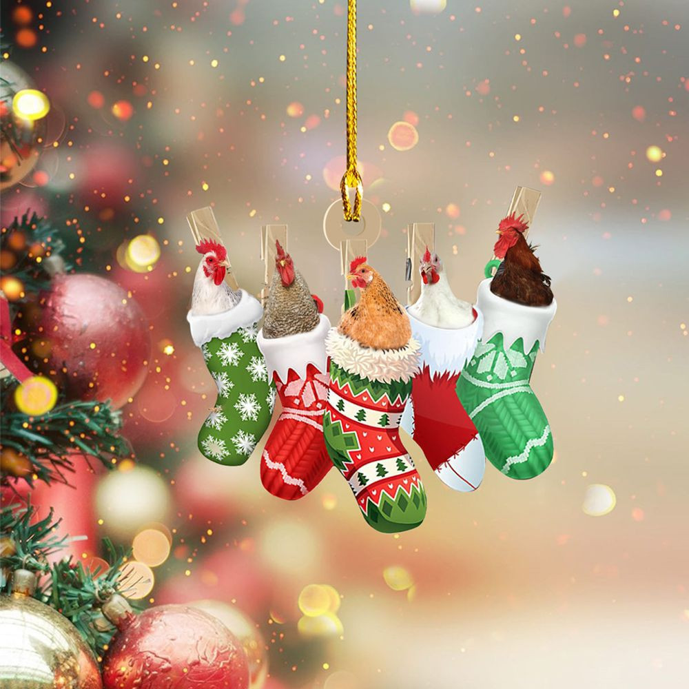 Chicken In Christmas Sock Ornament Chicken Christmas Decorations For Xmas Tree Ornament
