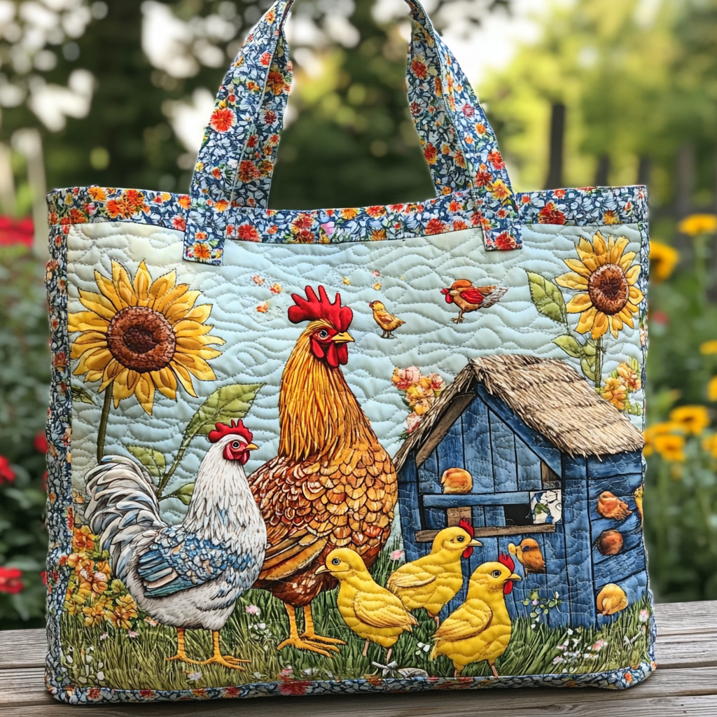 Chicken Joy Quilted Tote Bag Chicken Novelty Gifts