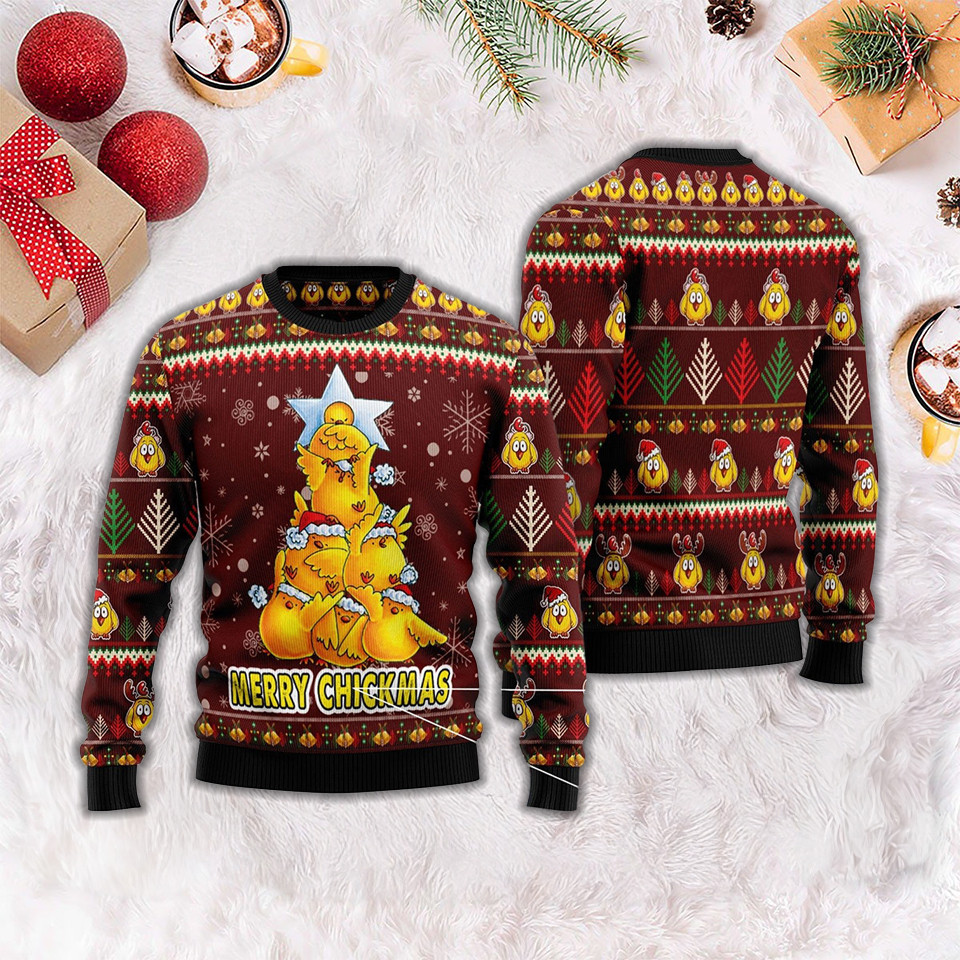 Chicken Merry Chickmas Sweater Ugly Christmas Sweater Cute Gifts For Chicken Lovers