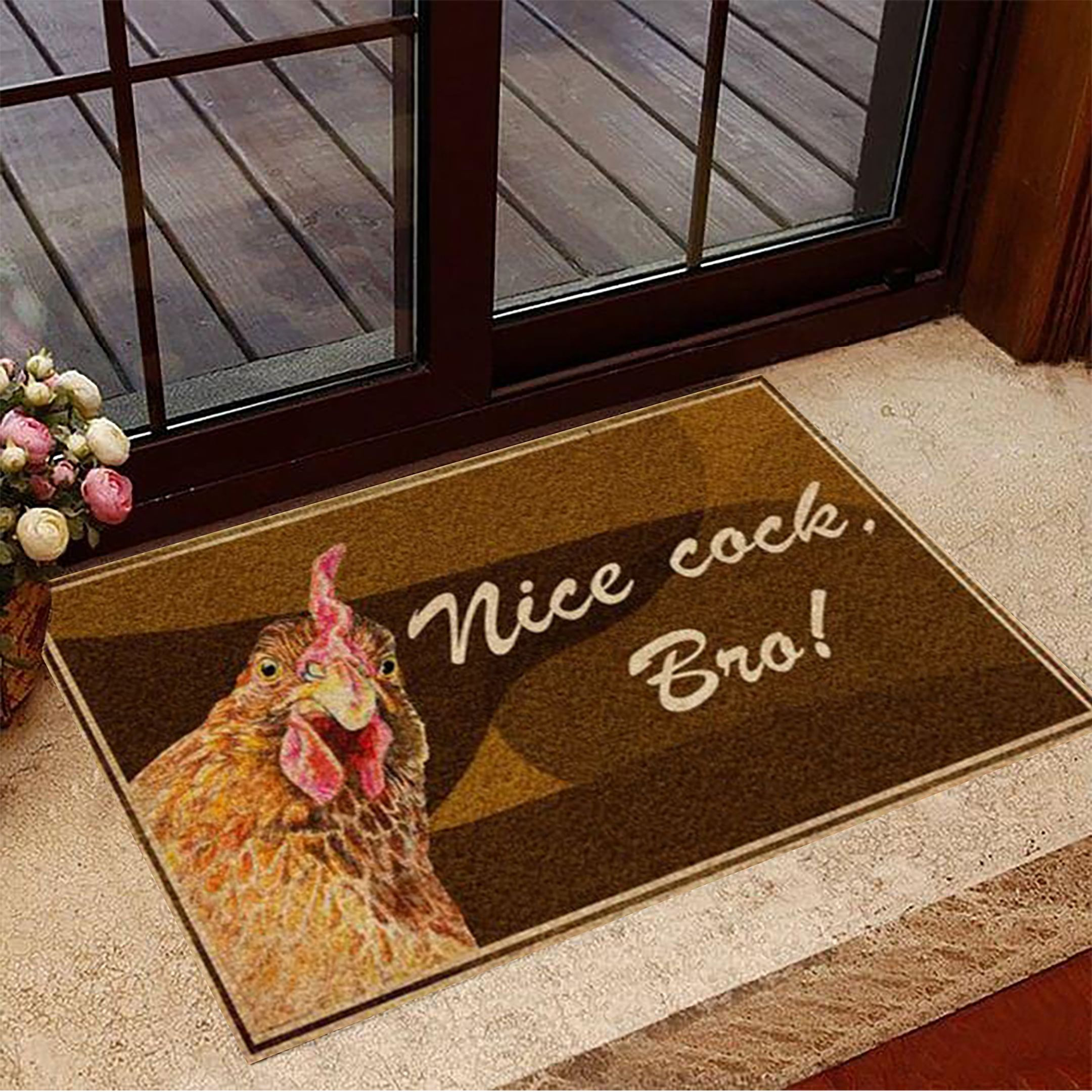 Chicken Nice Cock Bro Doormat Funny Welcome Mats New Home Presents