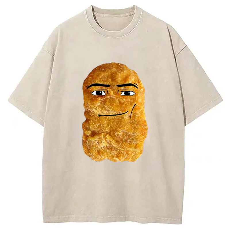 Chicken Nugget Meme Washed T-Shirt Unique Aesthetic Fashion Tee Gifts For Besties