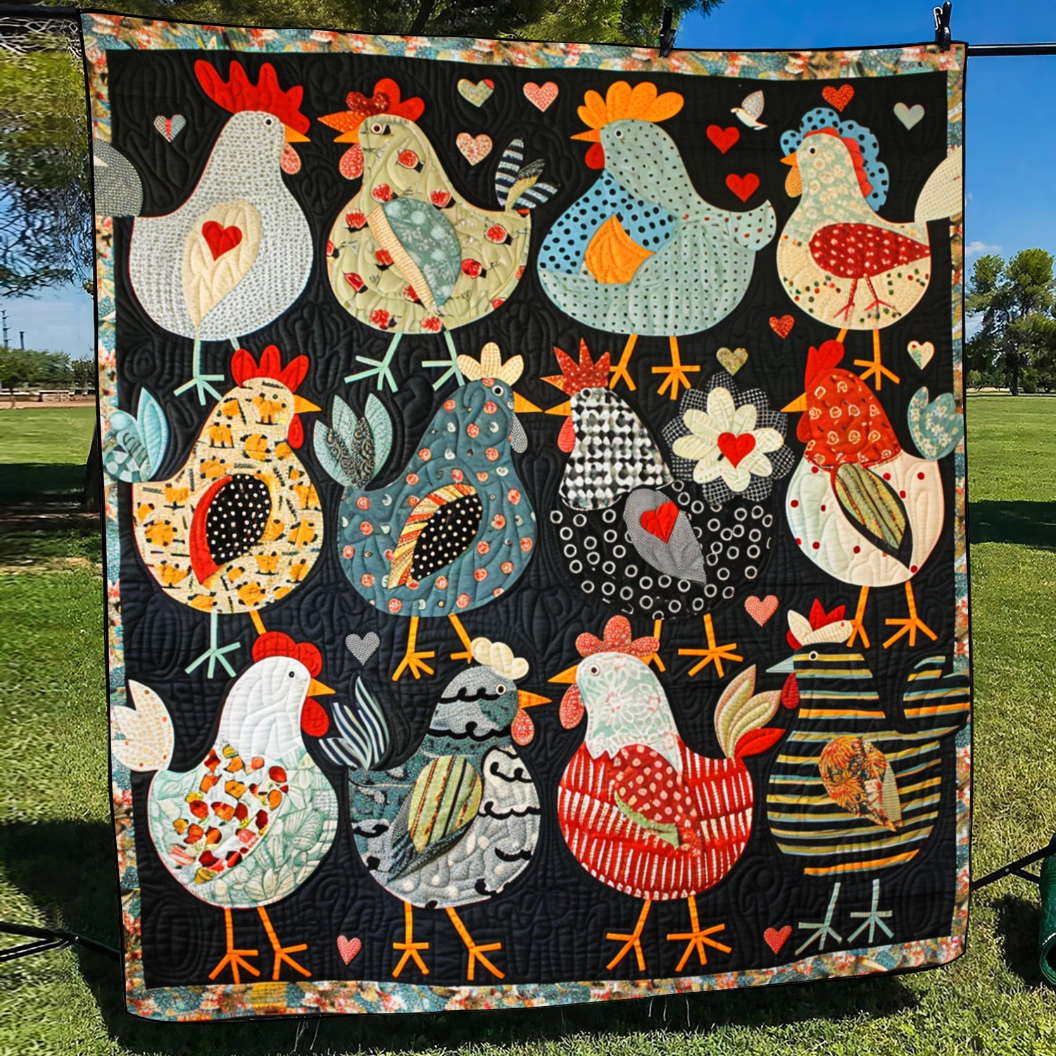 Chicken Paradise Quilted Blanket Presents For Chicken Love