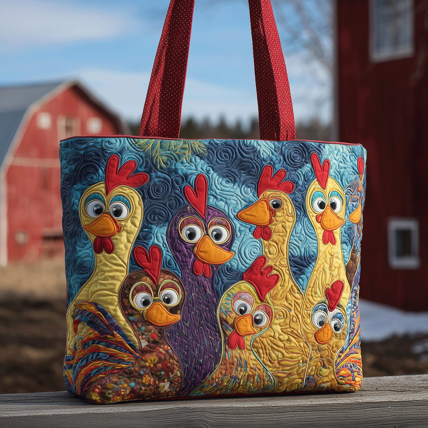 Chicken Patch Party Quilted Tote Bag Christmas Gifts For A Rancher
