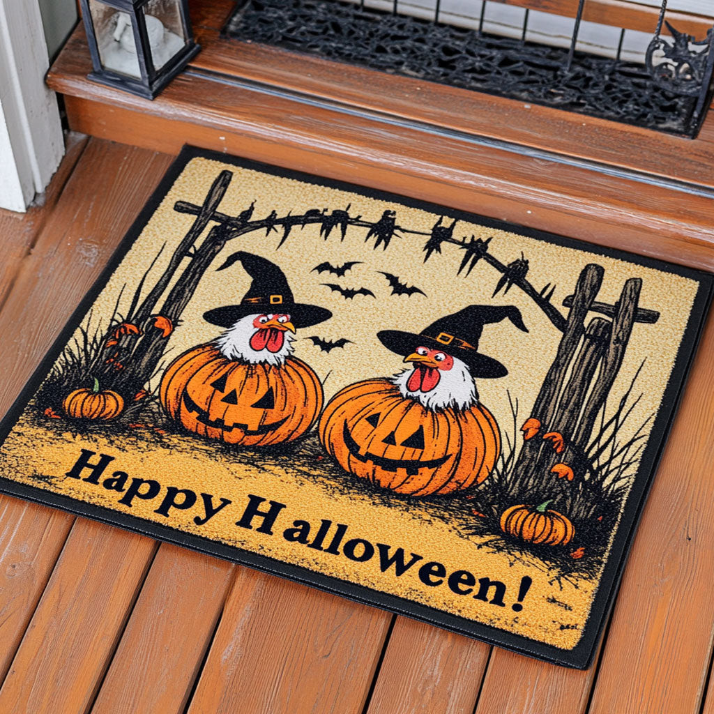 Chicken Pumpkin Doormat Best Decoration Gift For Friends and Family on Halloween Day