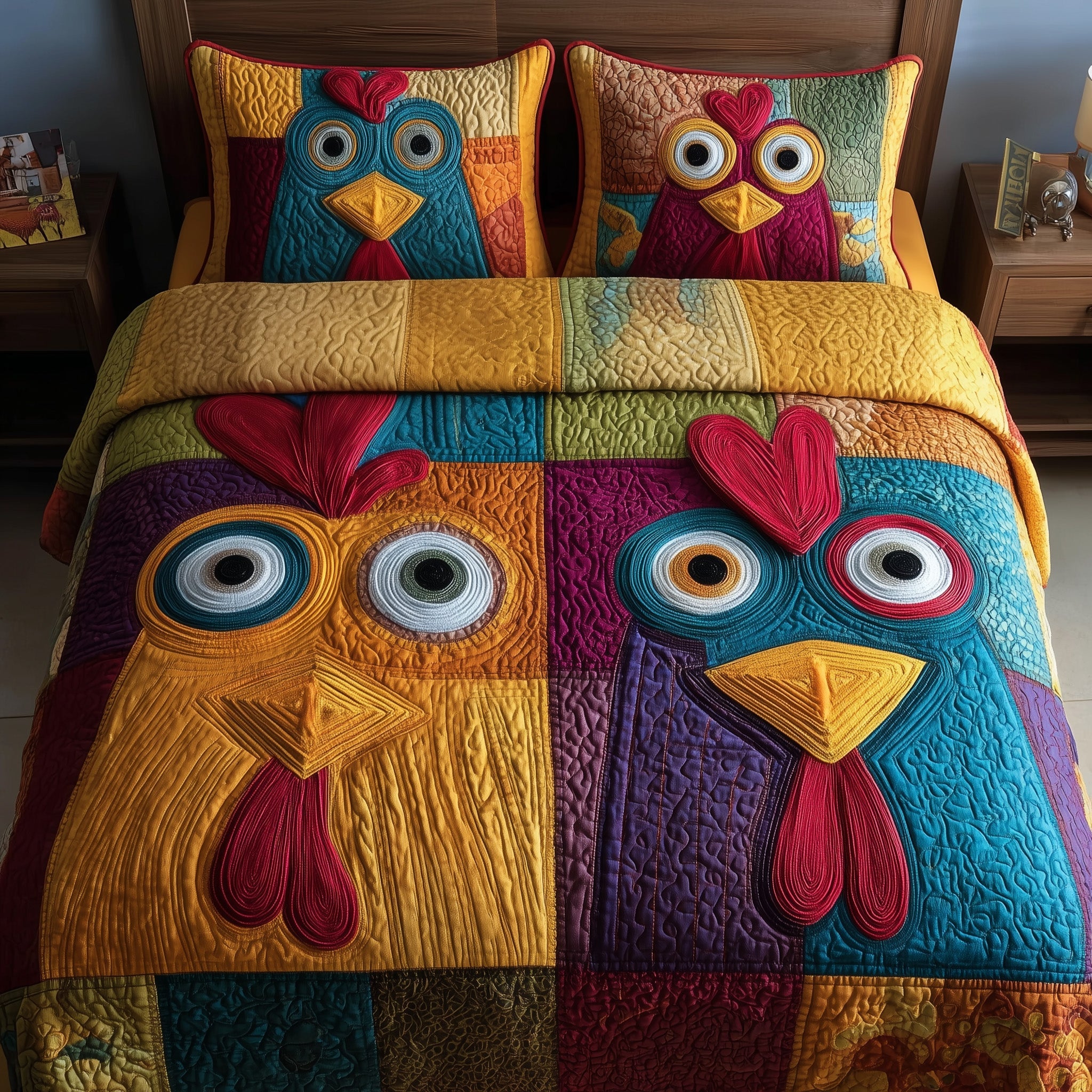 Chicken Quilted Bedding Set Elegant Bedding