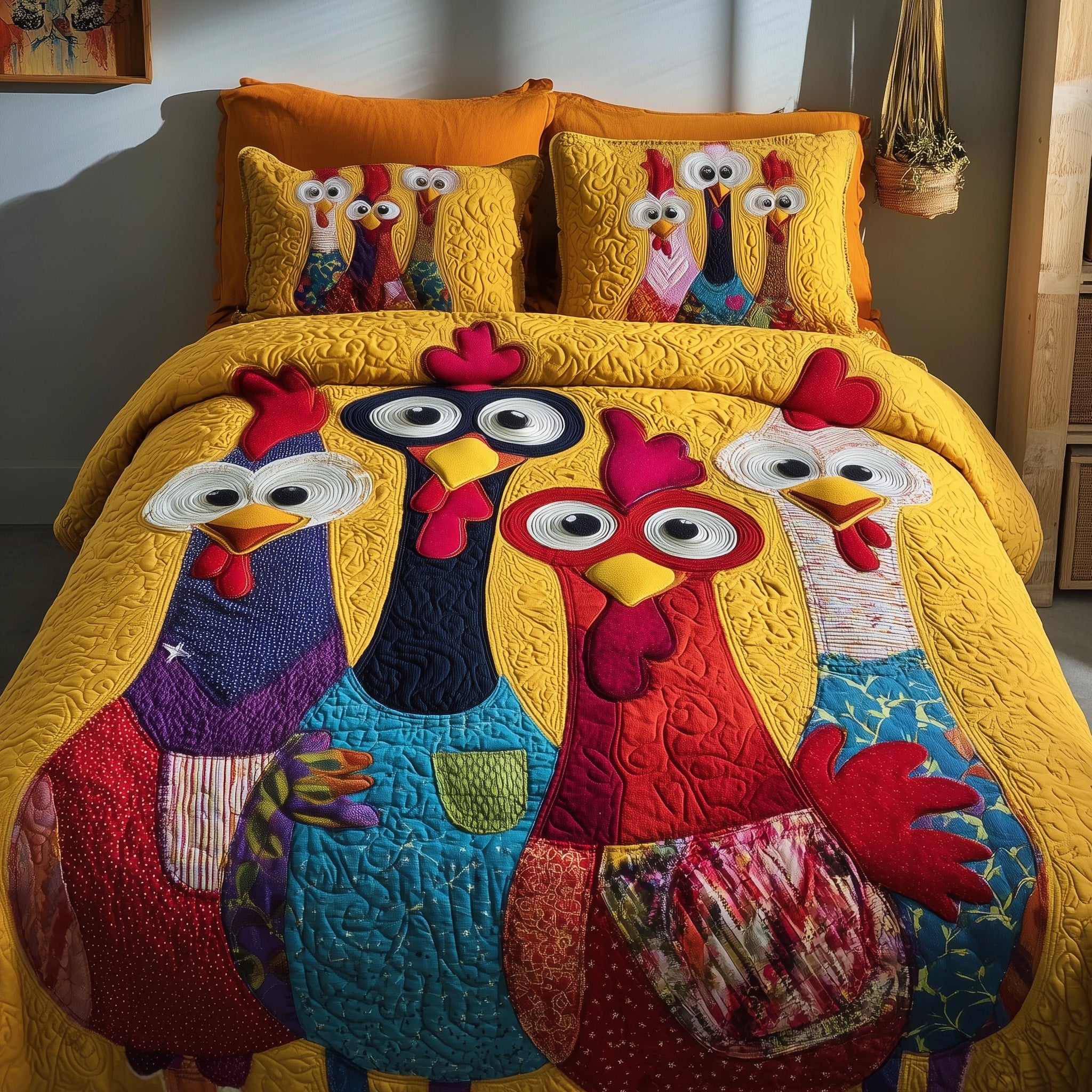 Chicken Quilted Bedding Set Stylish Home Decor