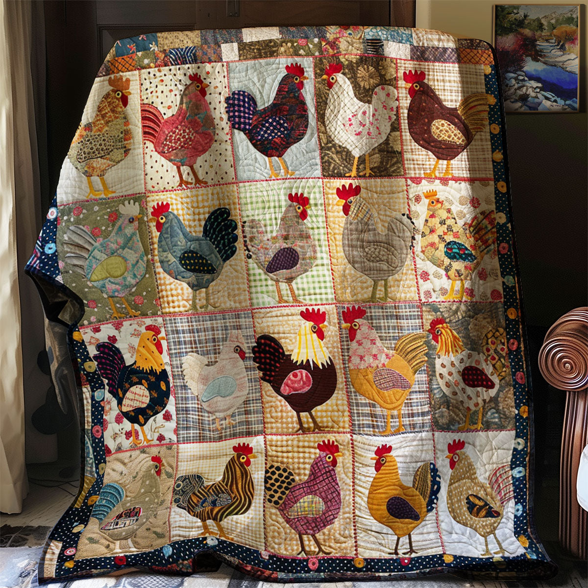 Chicken Quilted Blanket Christmas Throw Blanket Chicken Themed Gifts