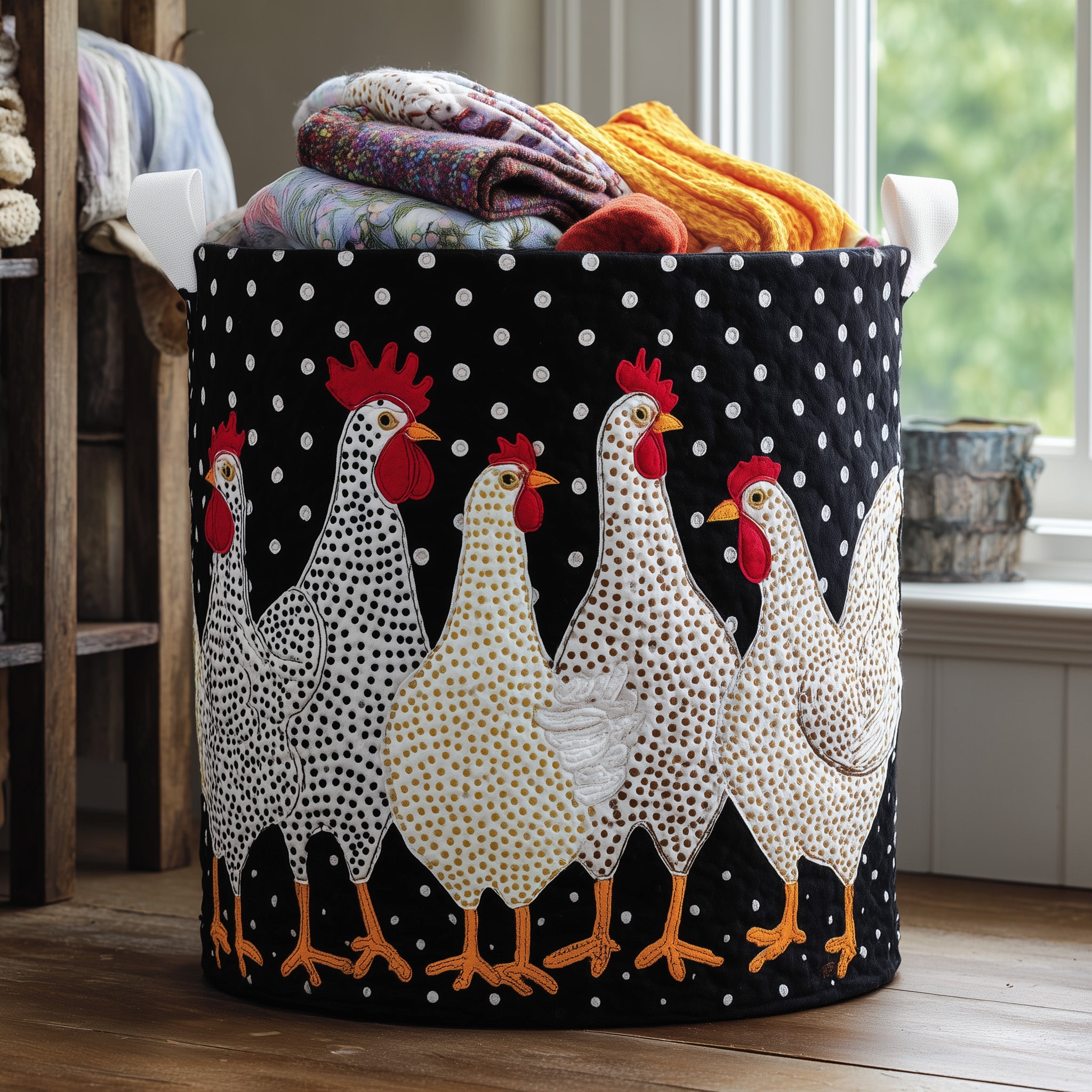 Chicken Quilted Laundry Basket Thoughtful Housewarming Gift