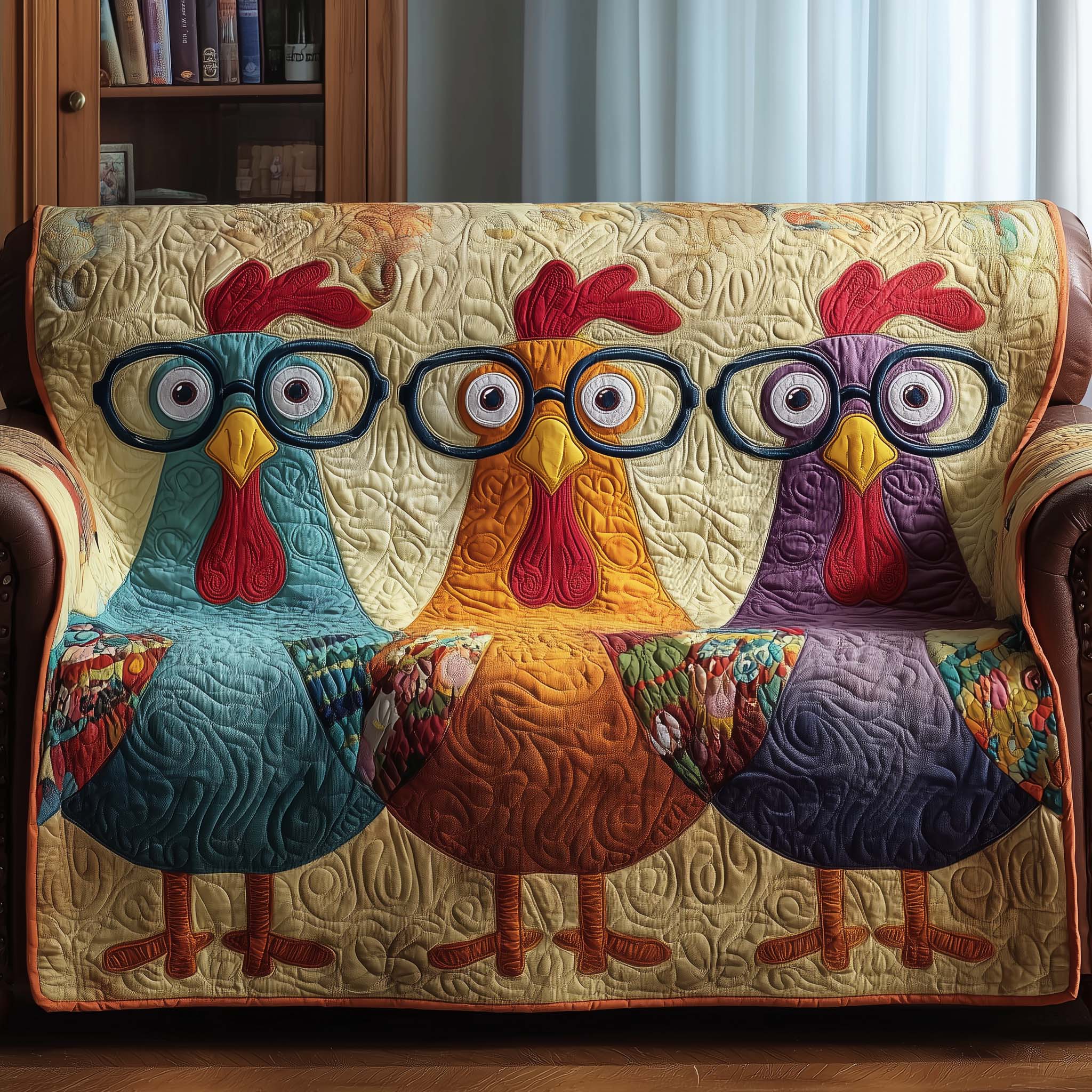 Chicken Quilted Sofa Cover Rustic Coop Theme Sofa Guard Best Gifts For Chicken Owners