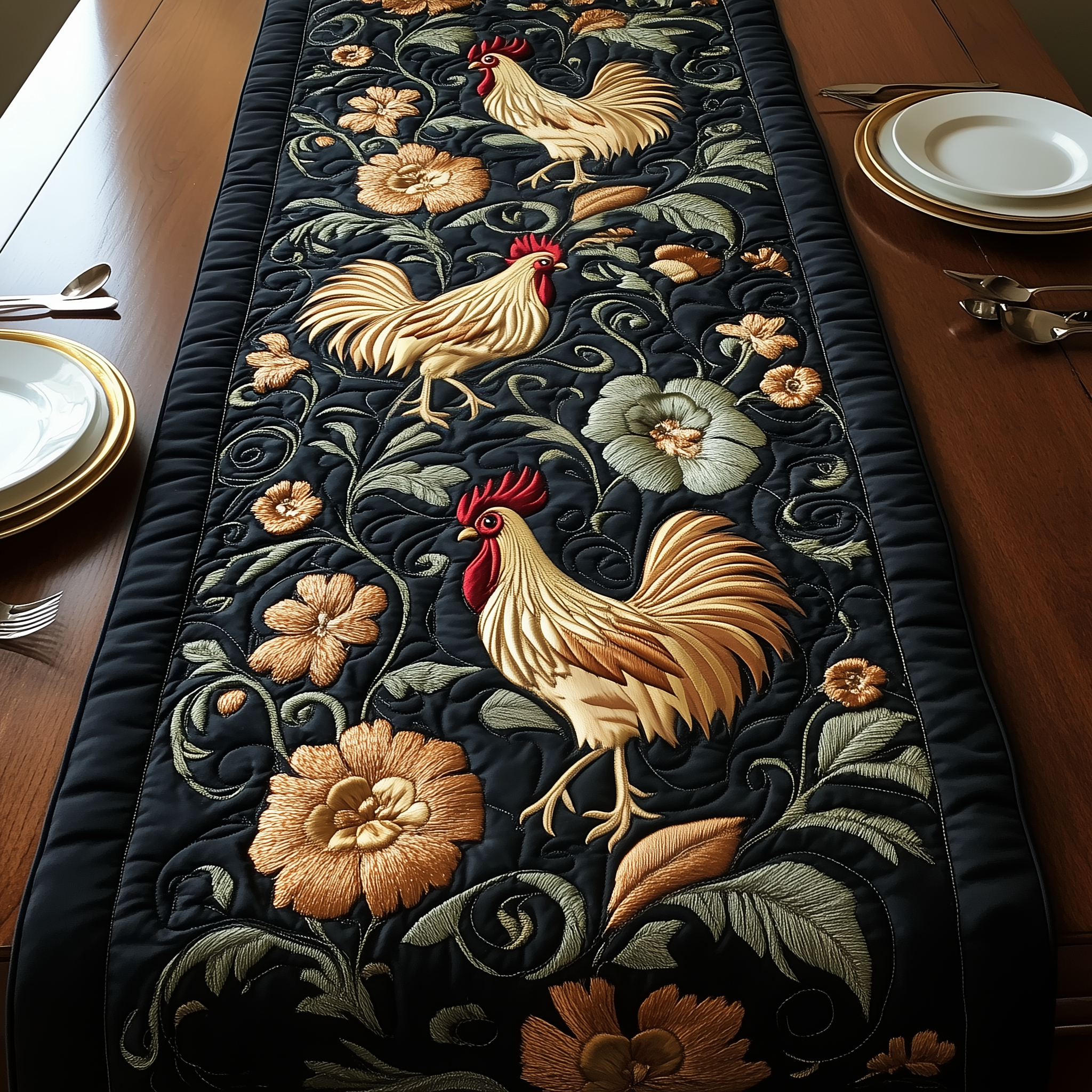 Chicken Quilted Table Runner Dining Table Christmas Cute Chicken Themed Gifts