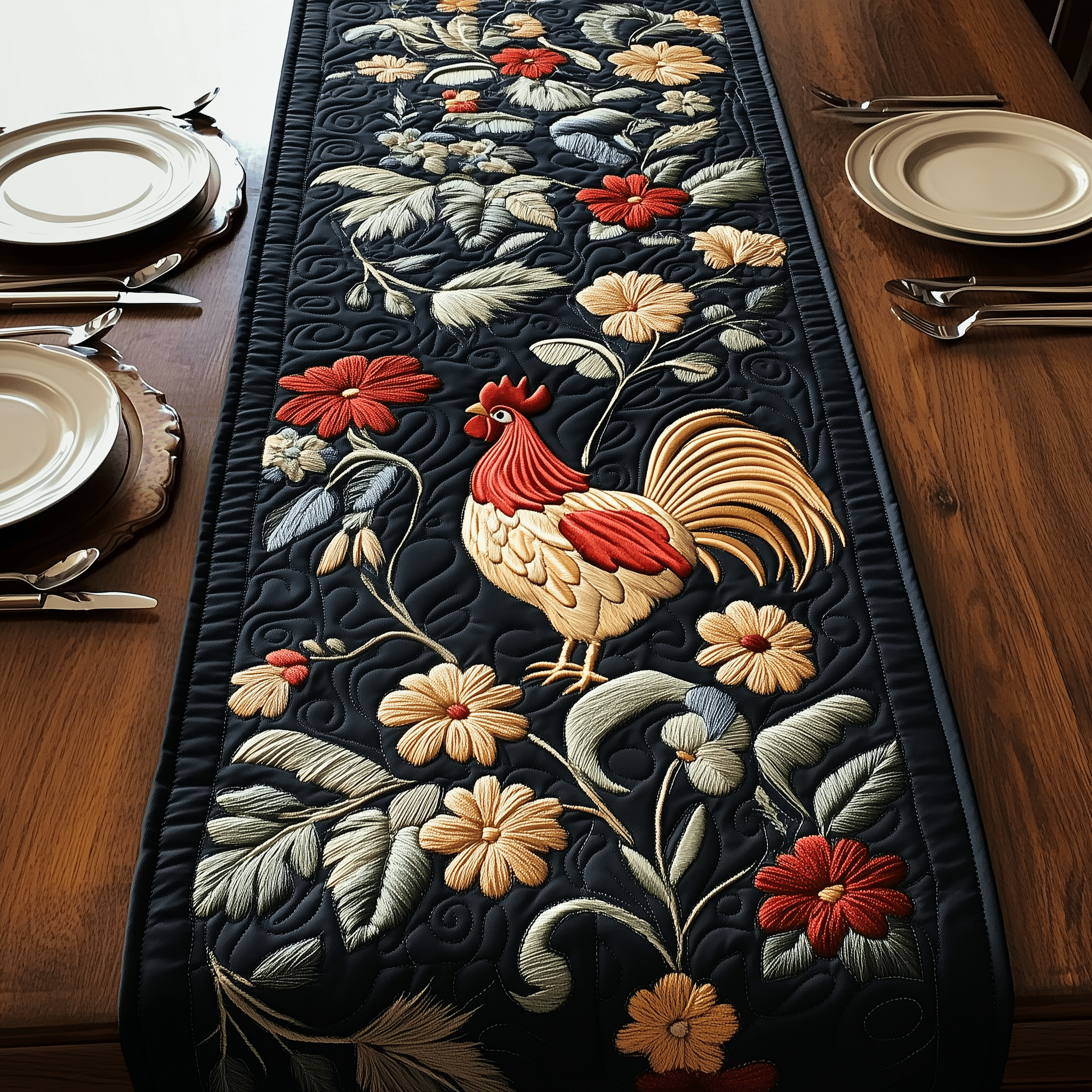 Chicken Quilted Table Runner Modern Coffee Table Runner Decorations Gifts For Chicken Lovers