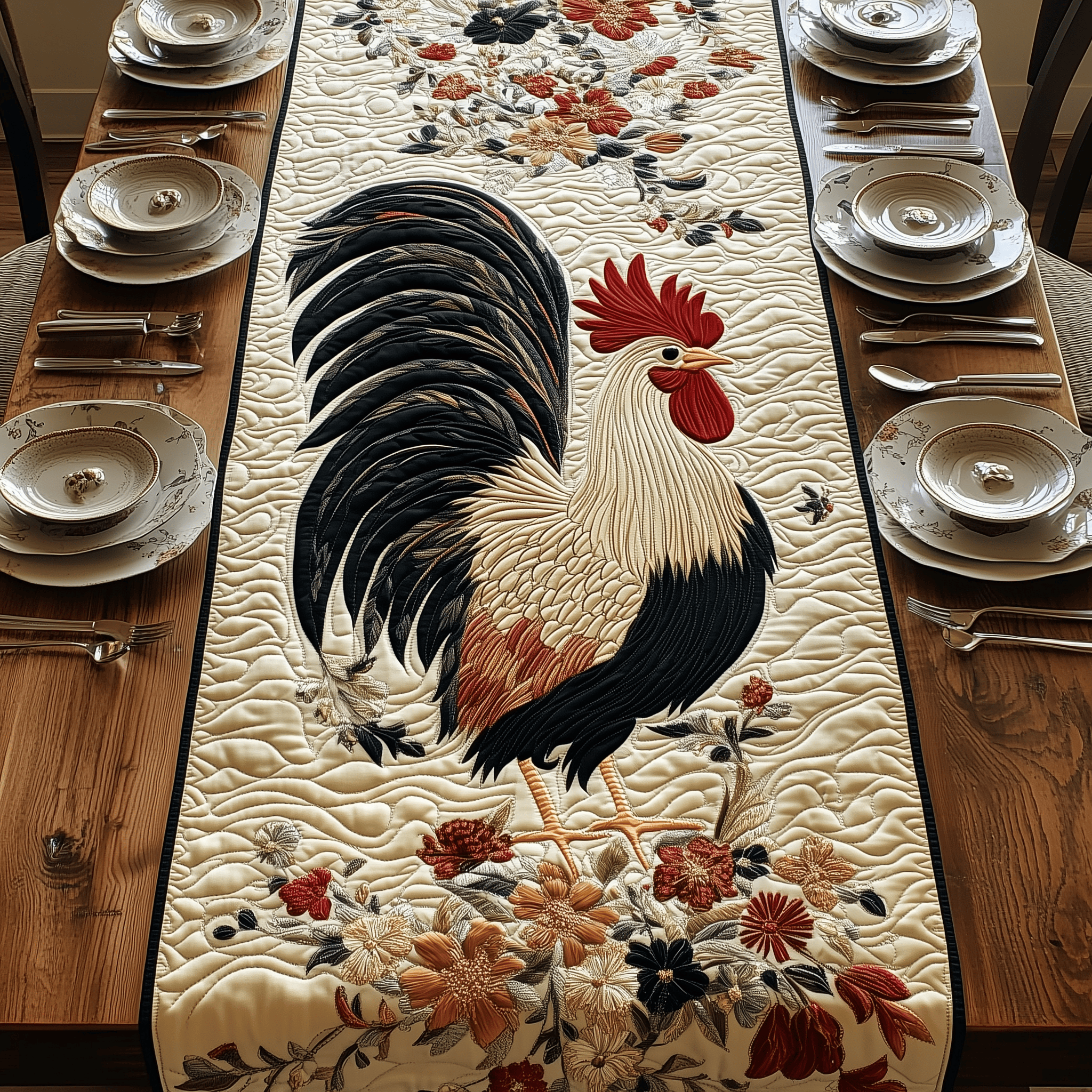 Chicken Quilted Table Runner Modern Dining Table Christmas Chicken Themed Gifts
