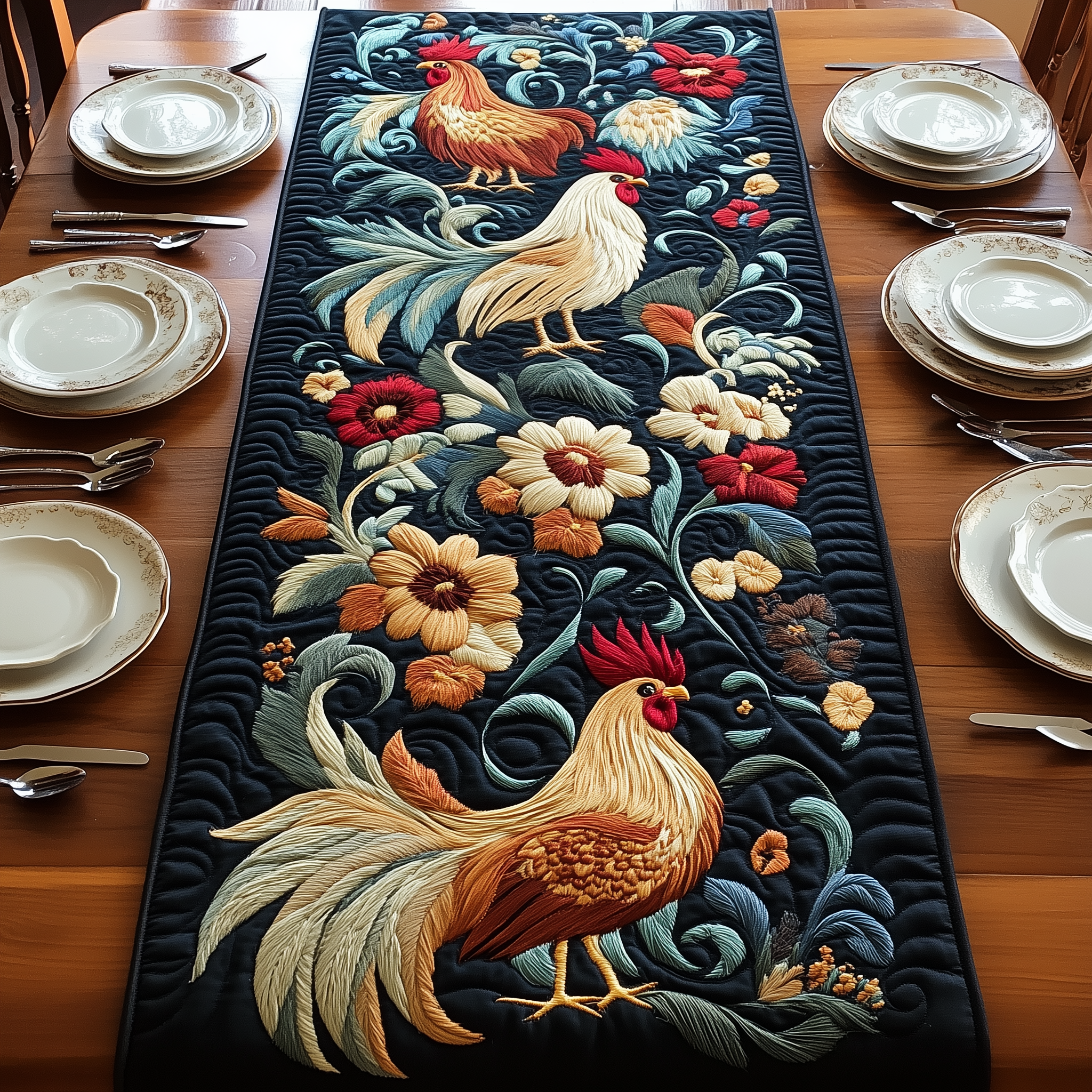 Chicken Quilted Table Runner Themed Gifts For People With Chickens
