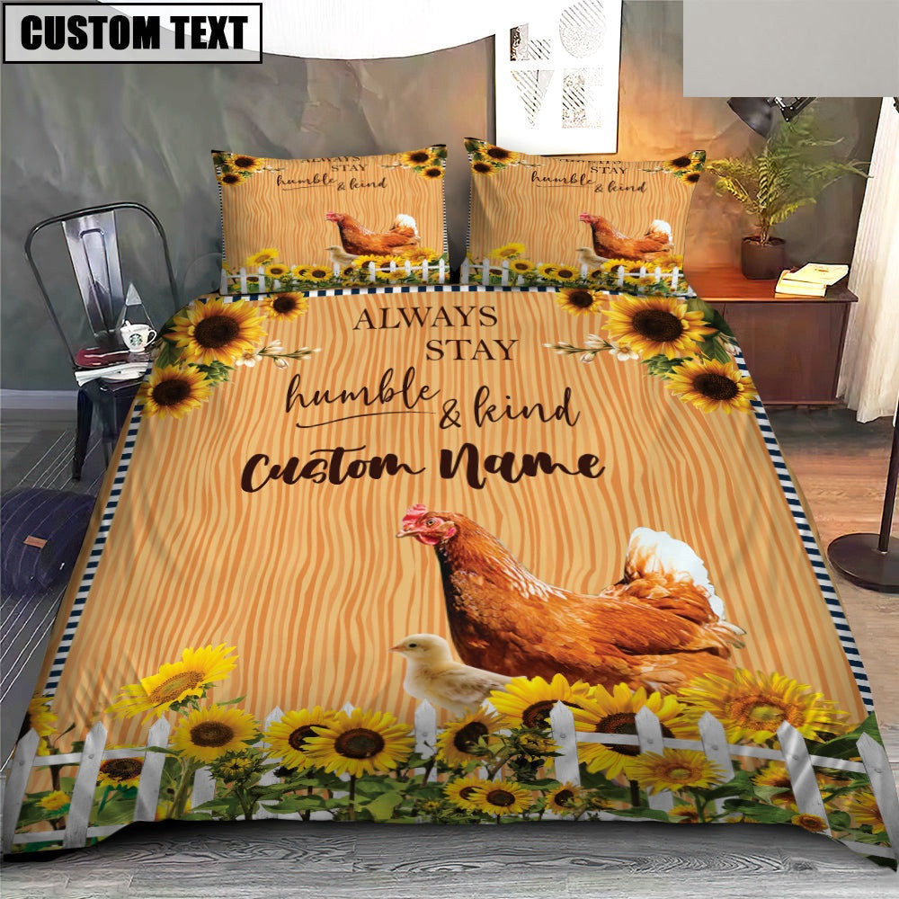 Chicken Stay Humble And Kind Custom Name Bedding Set Thoughtful Wedding Gifts