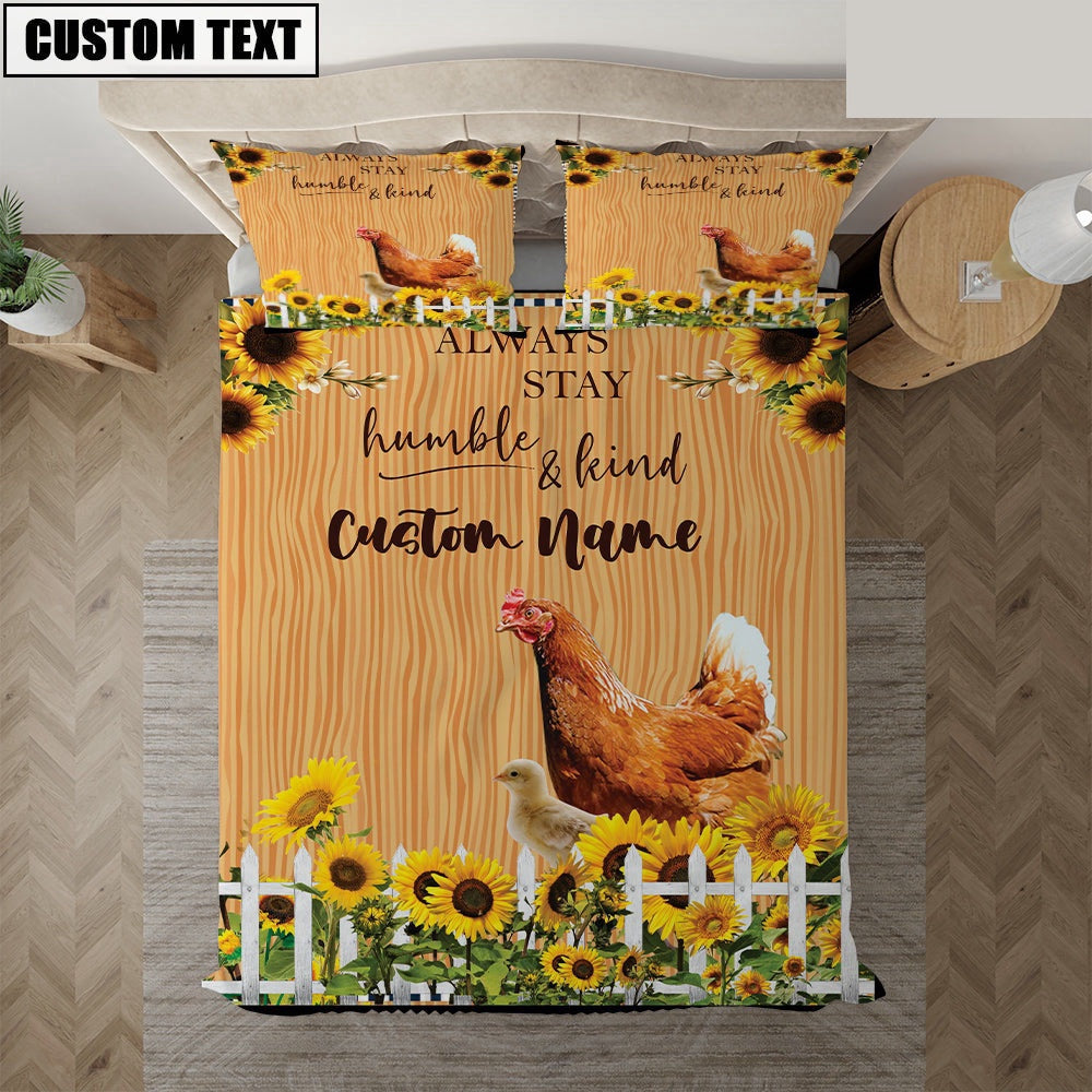 Chicken Stay Humble And Kind Custom Name Bedding Set Thoughtful Wedding Gifts