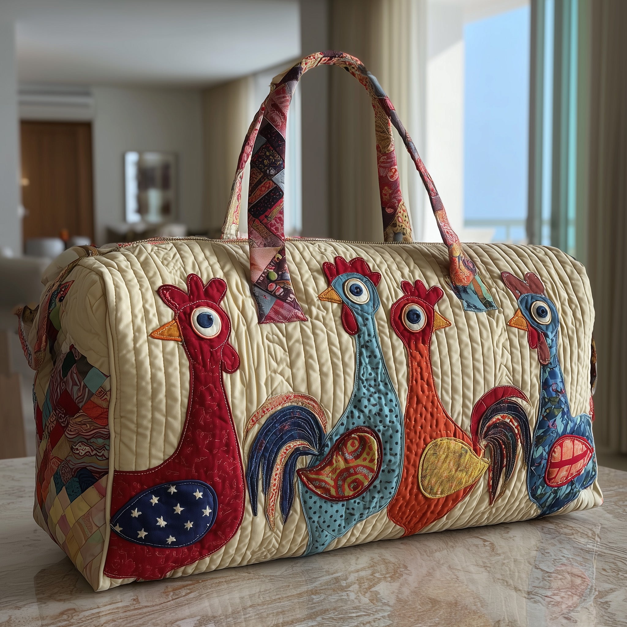 Chicken Whimsy Quilted Duffle Bag Gift For Dad