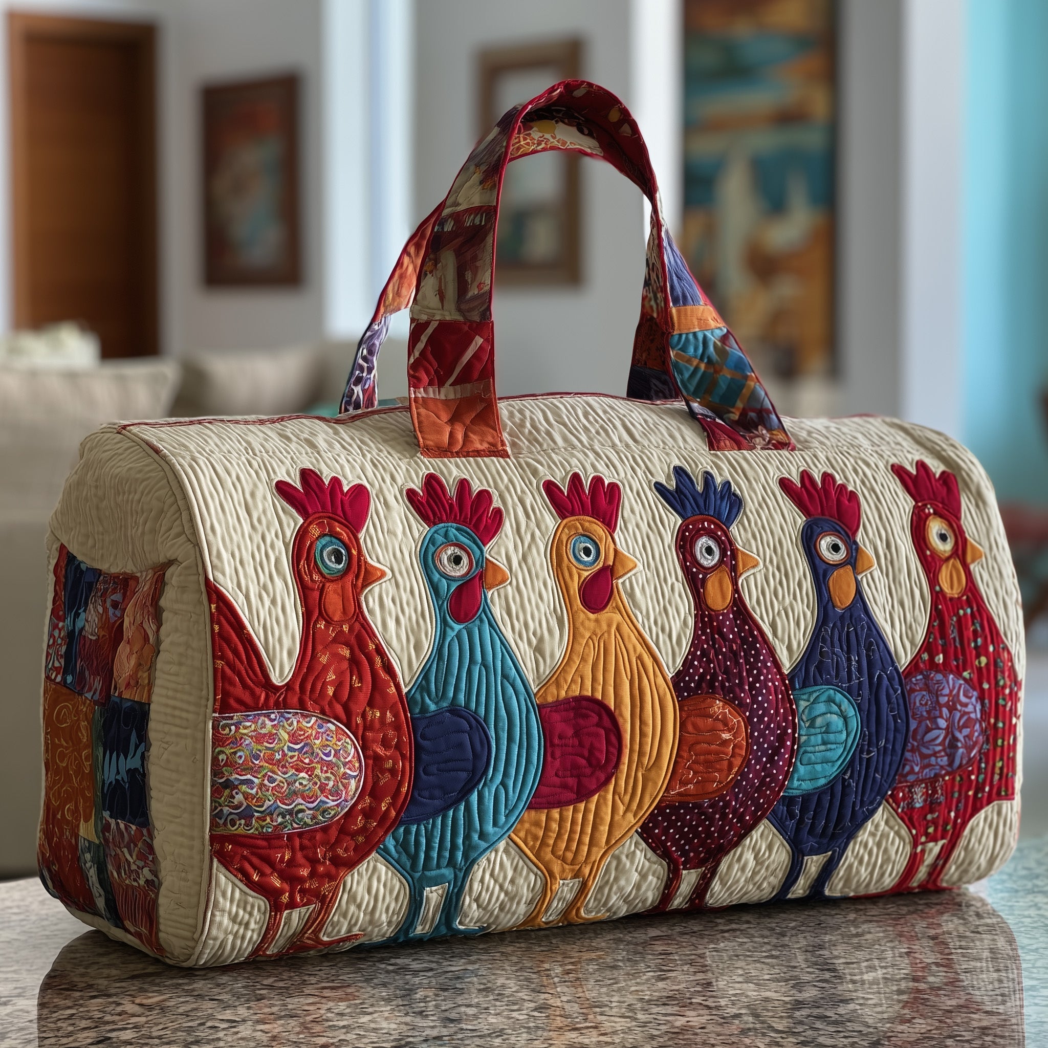 Chicken Whimsy Quilted Duffle Bag Gift For Him