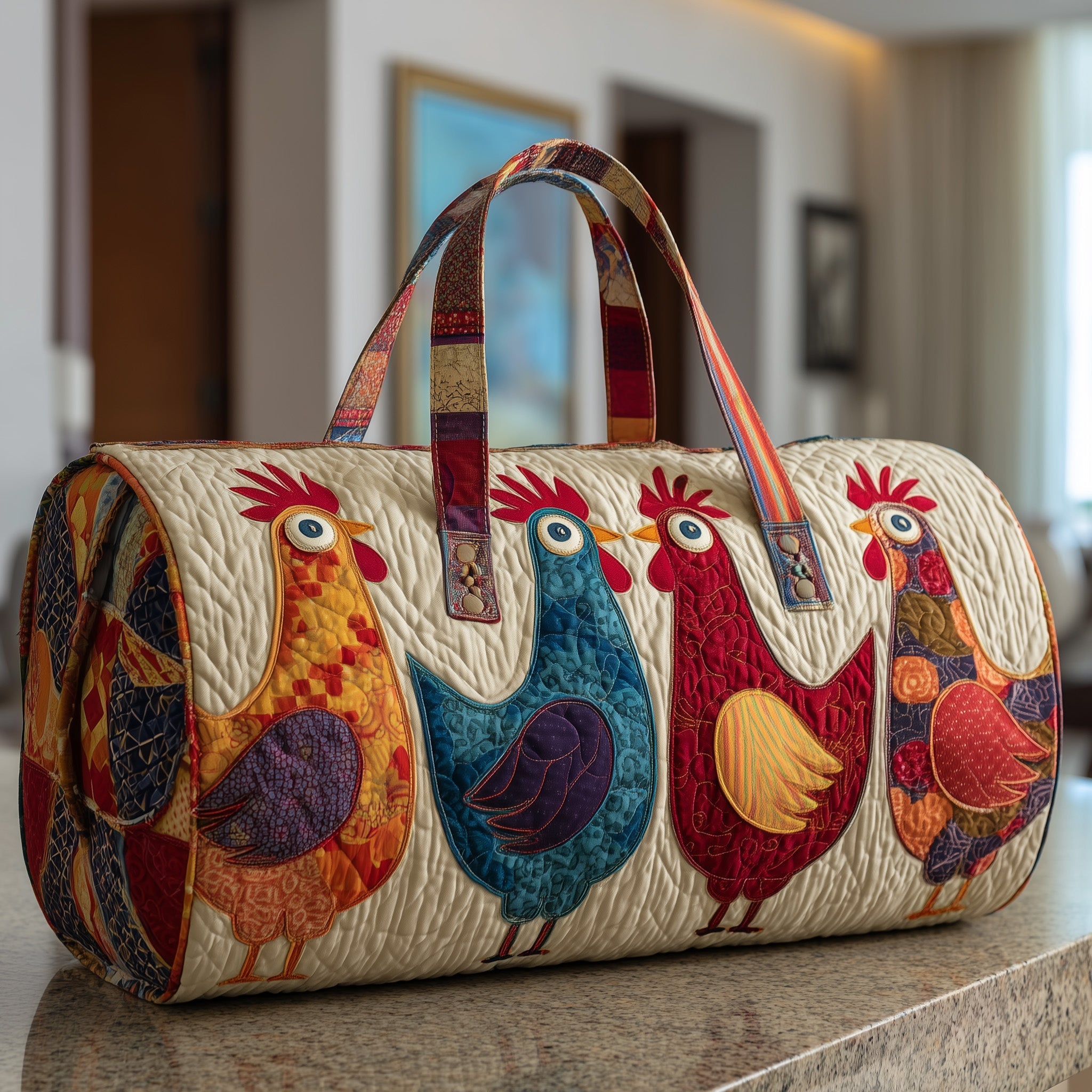Chicken Whimsy Quilted Duffle Bag Gift For Kids