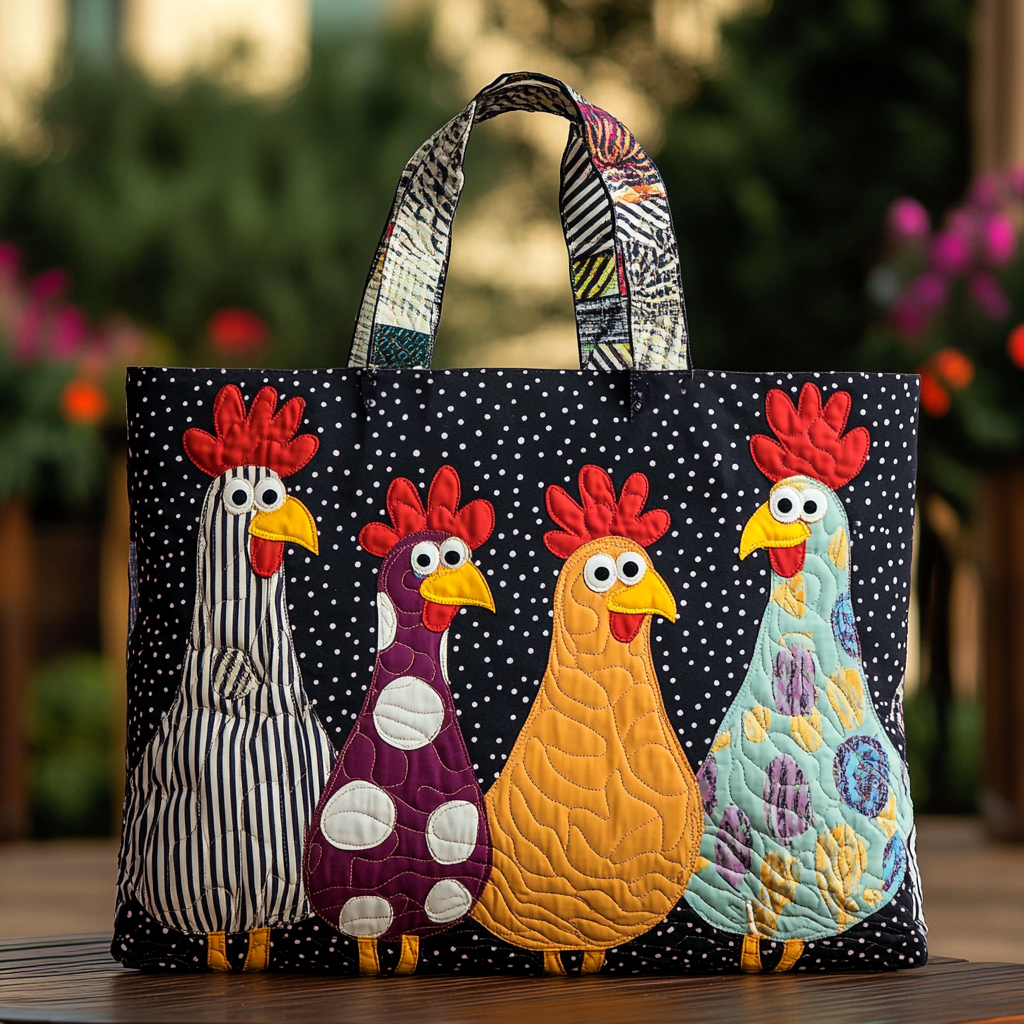 Chicken World Quilted Tote Bag Gifts For Chicken Farmers